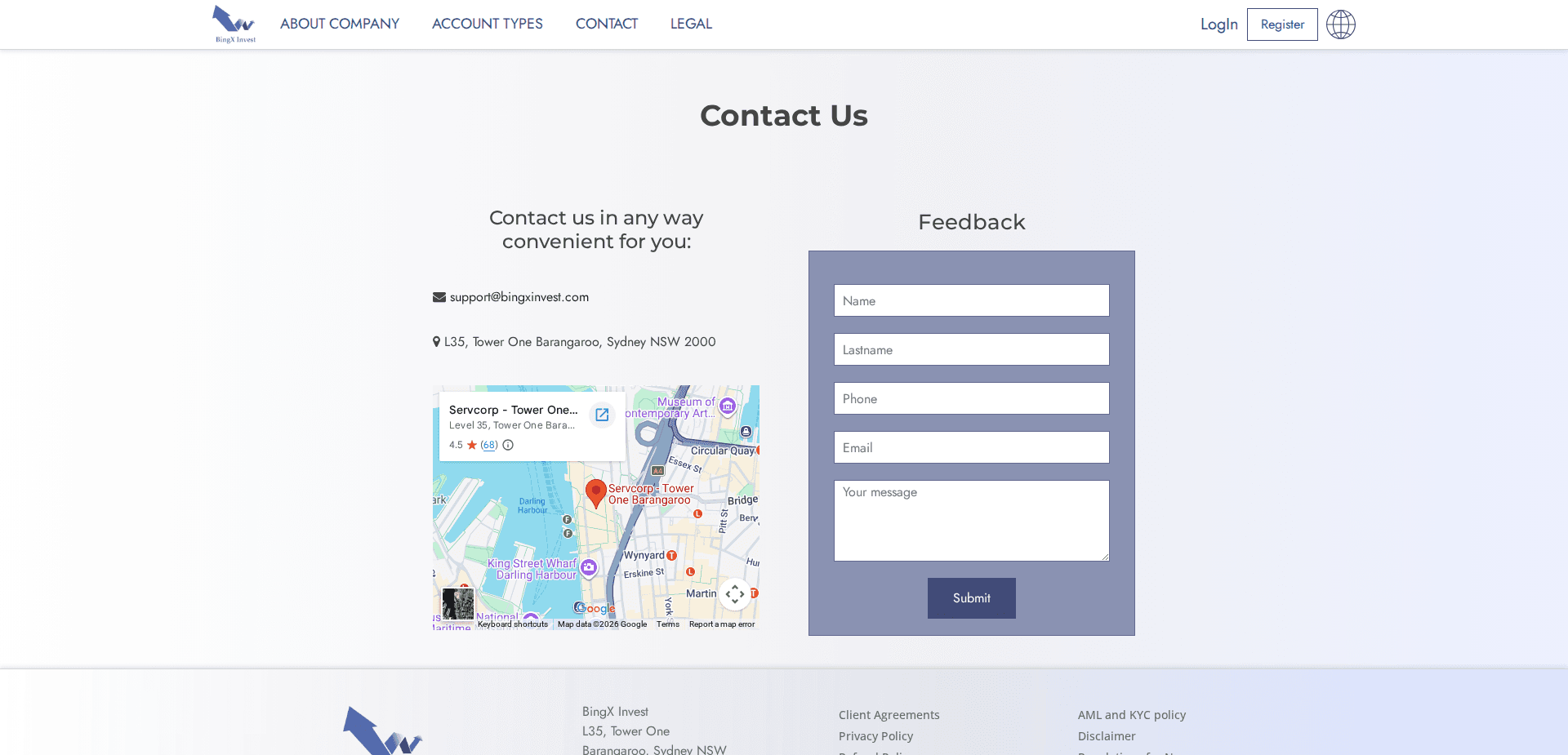 Website screenshot for https://bingxinvestment.com/ - 2