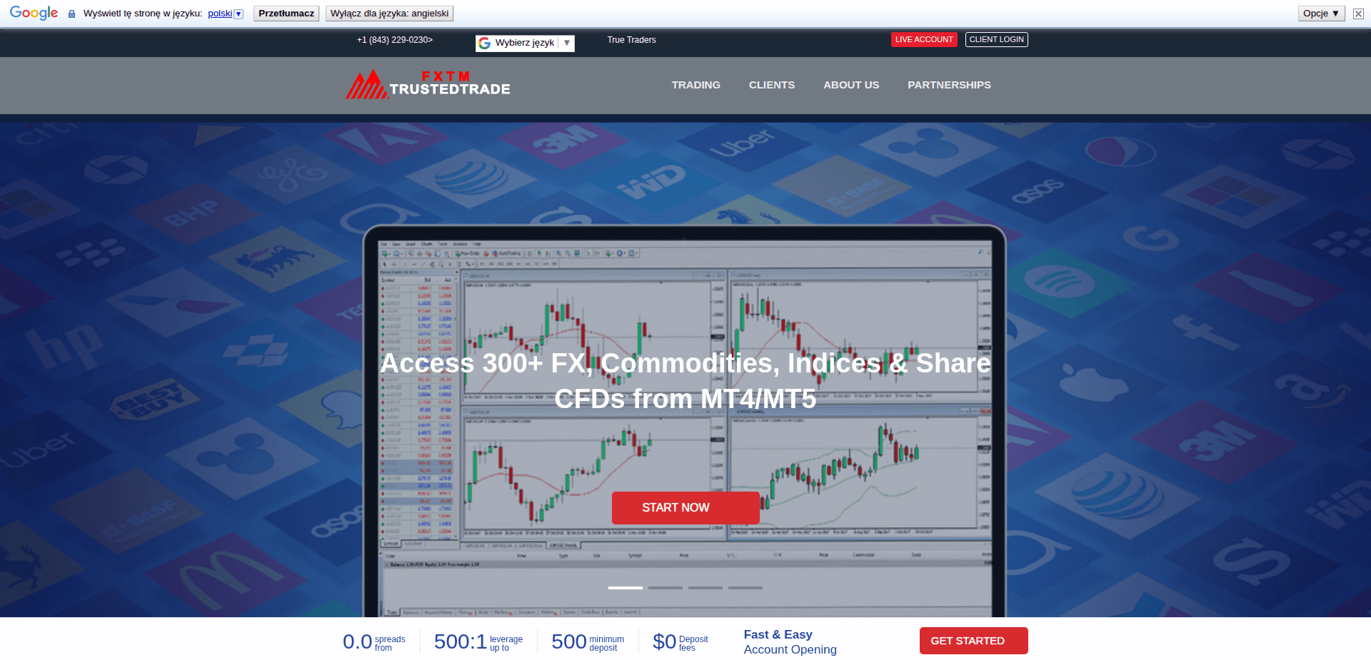 Website screenshot for https://fxtmtrustedtrade.net/ - 1