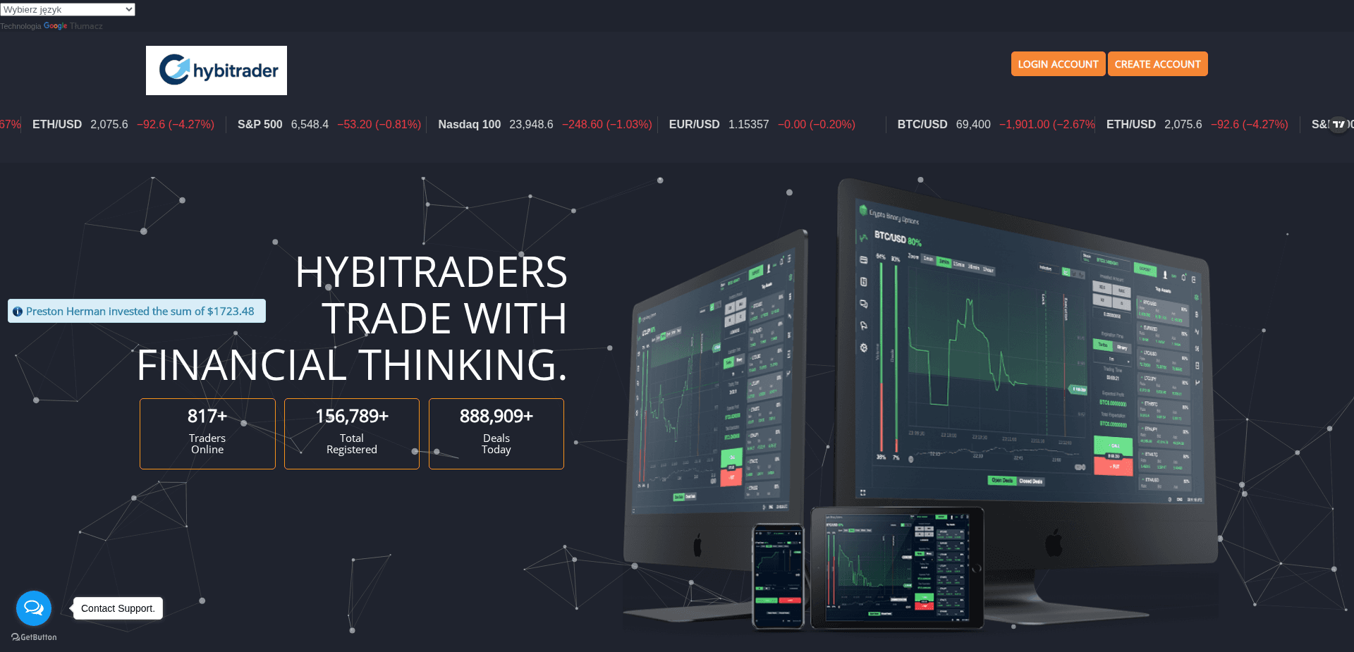 Website screenshot for https://hybittraders.live/ - 1