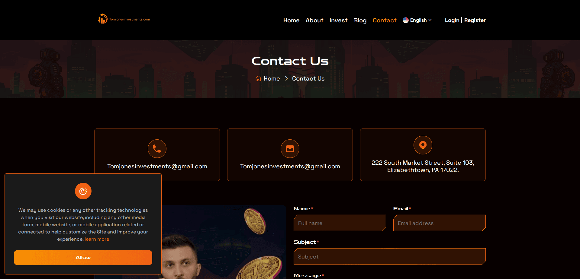 Website screenshot for https://tomjonesinvestments.com/ - 2