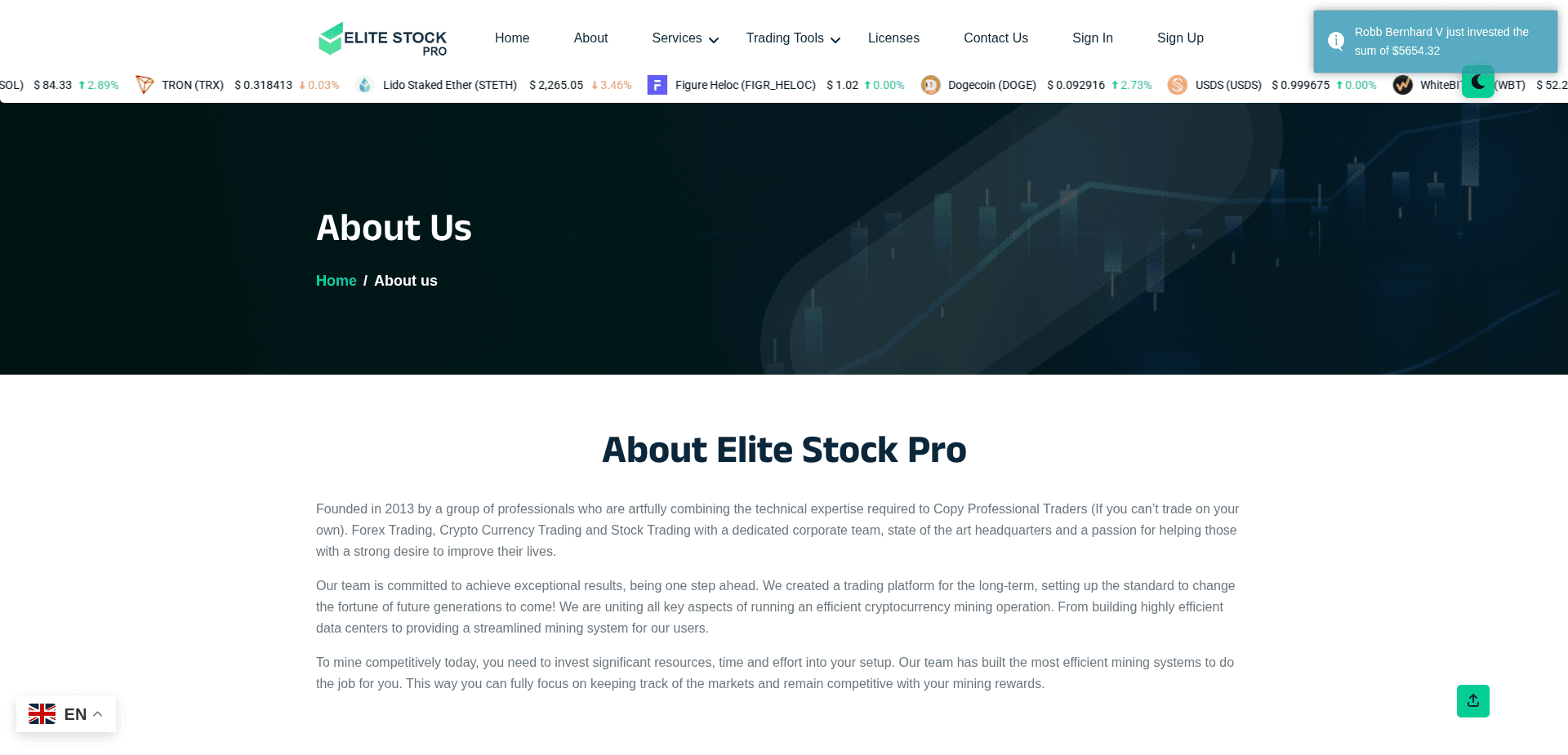 Website screenshot for https://elitestockpro.net/ - 2