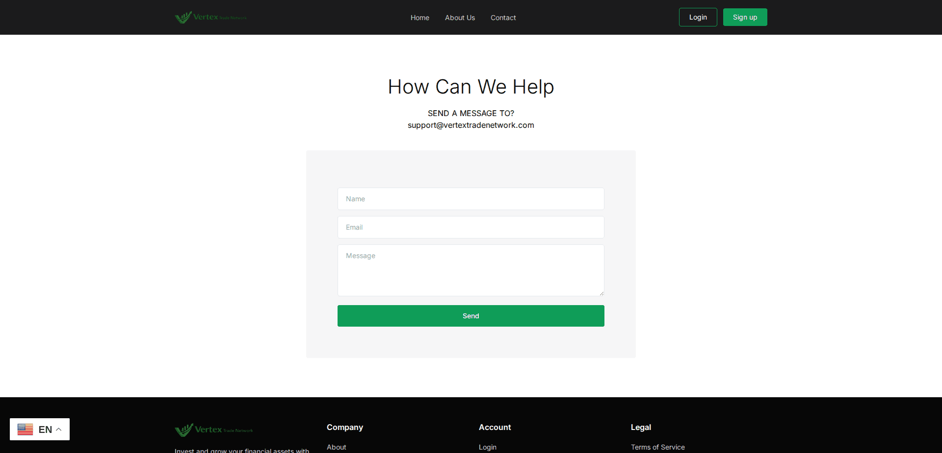 Website screenshot for https://vertextradenetwork.com/ - 2
