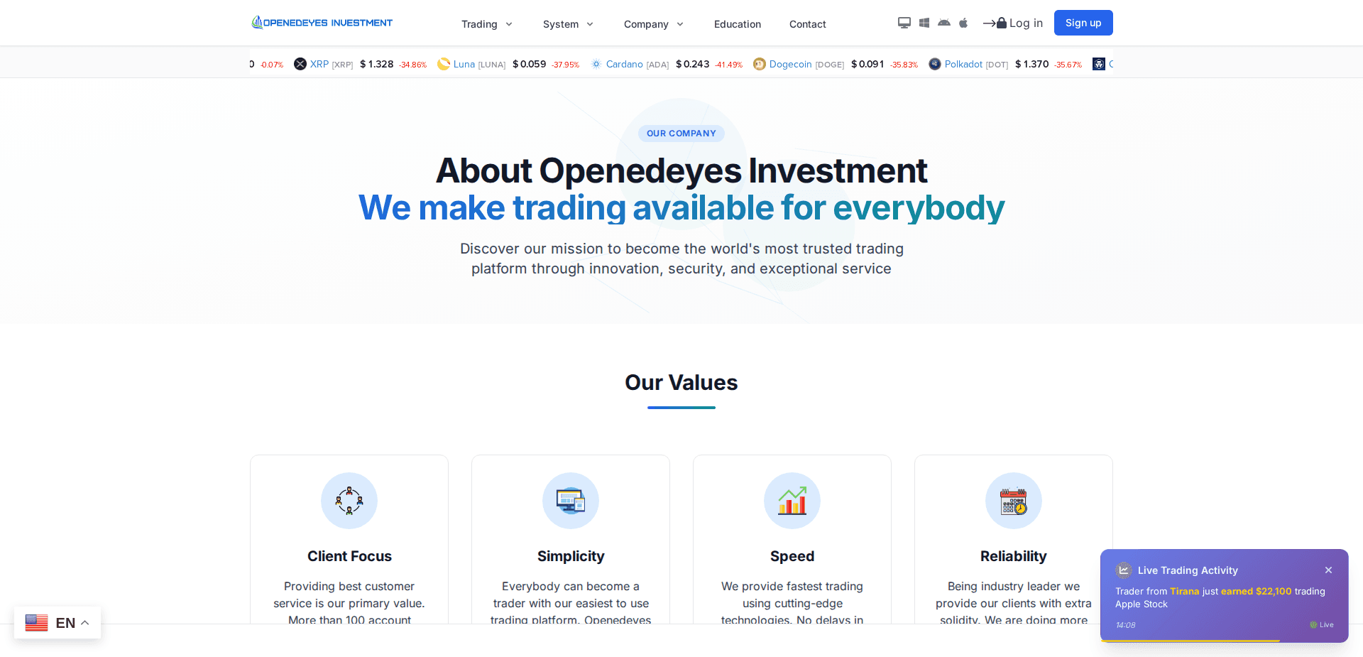 Website screenshot for https://openedeyesinc.live/ - 2