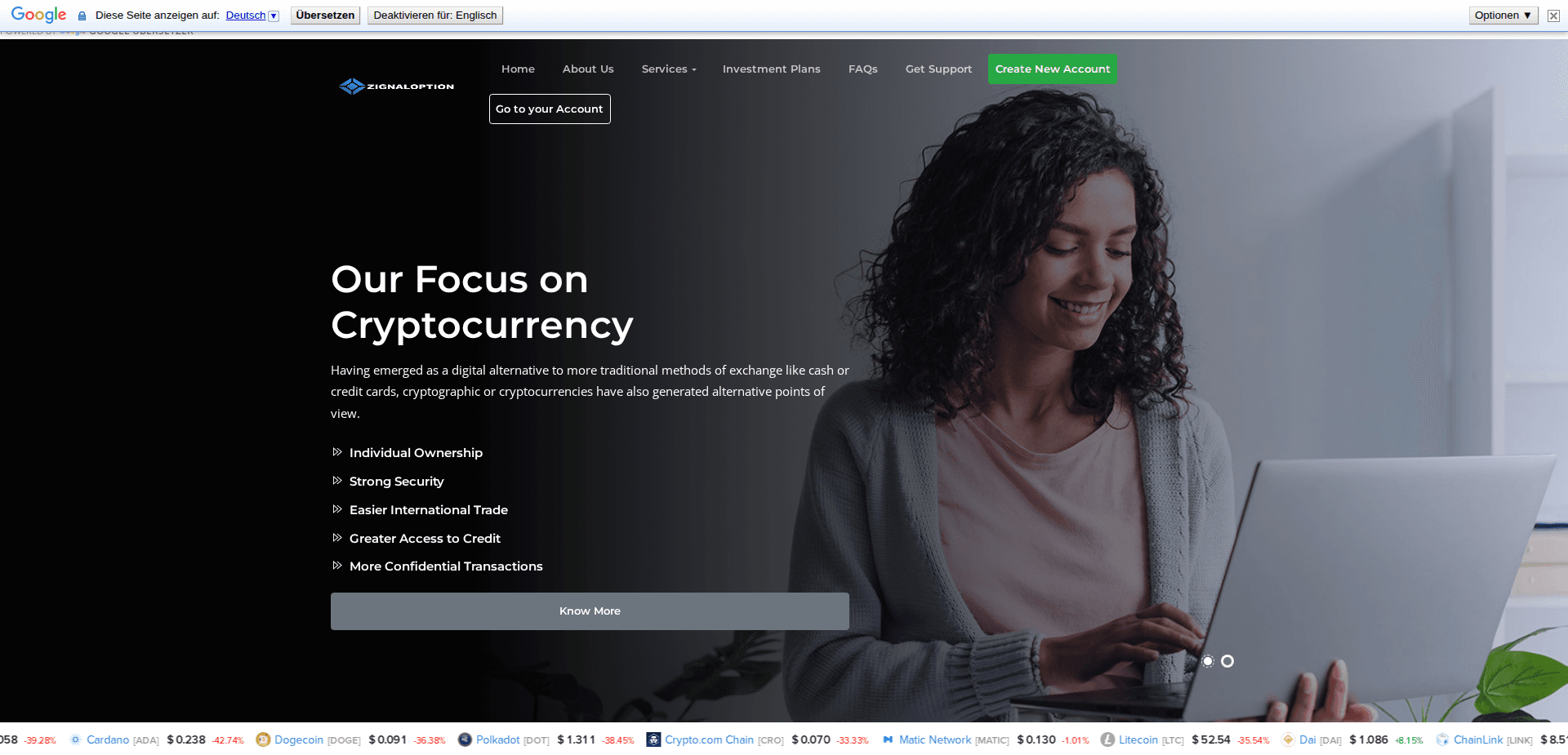Website screenshot for https://zignaloption.com/ - 1