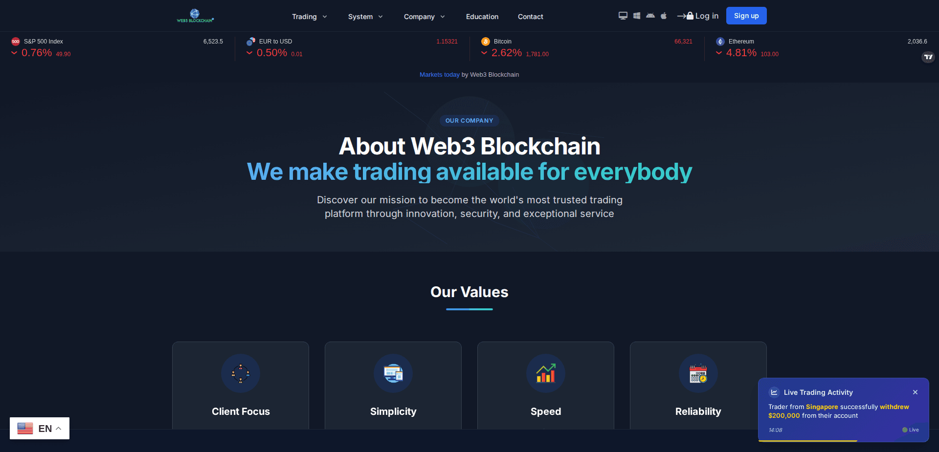 Website screenshot for https://web3blockchain.live/ - 2