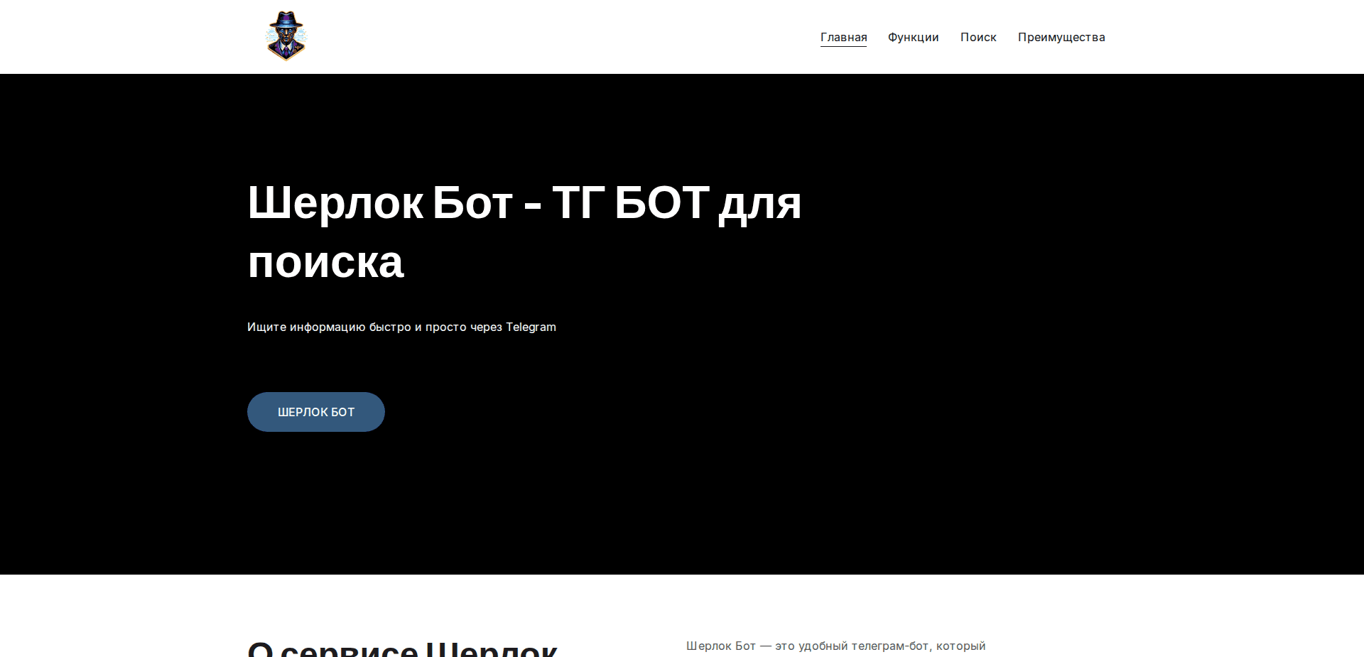 Website screenshot for https://sherlok.bot/ - 1