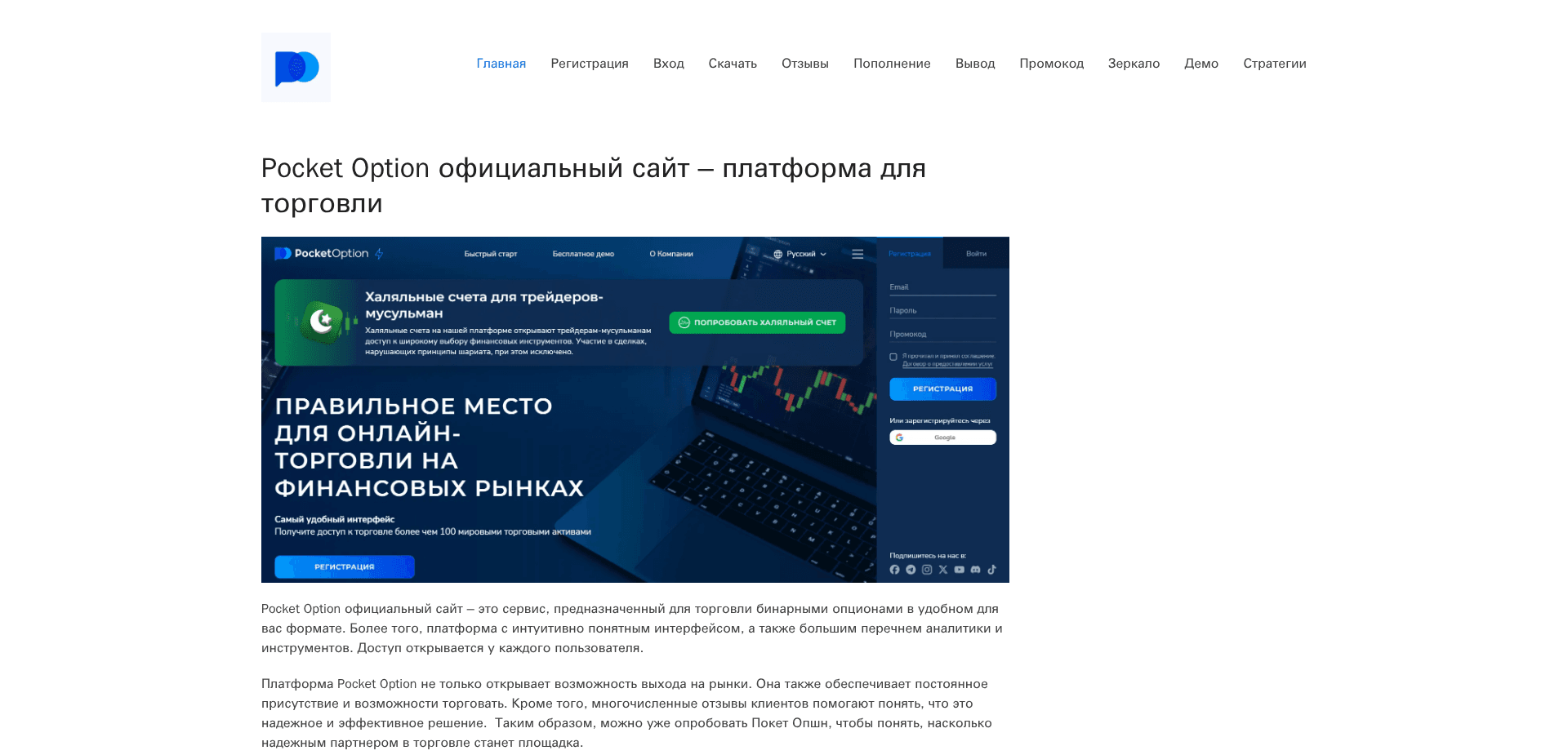 Website screenshot for https://pocketoption-data.com/ - 1