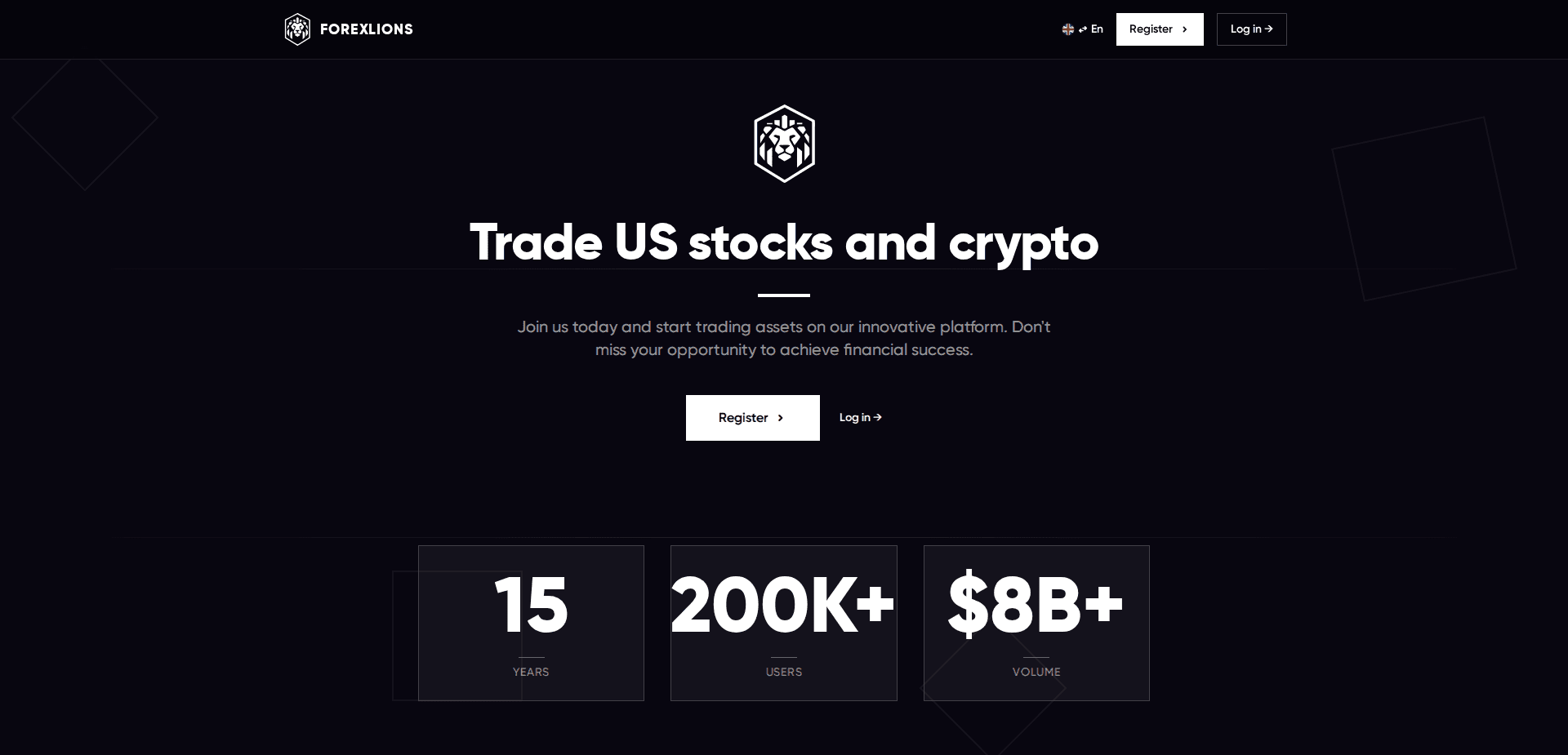 Website screenshot for https://forexlions.online/ - 1