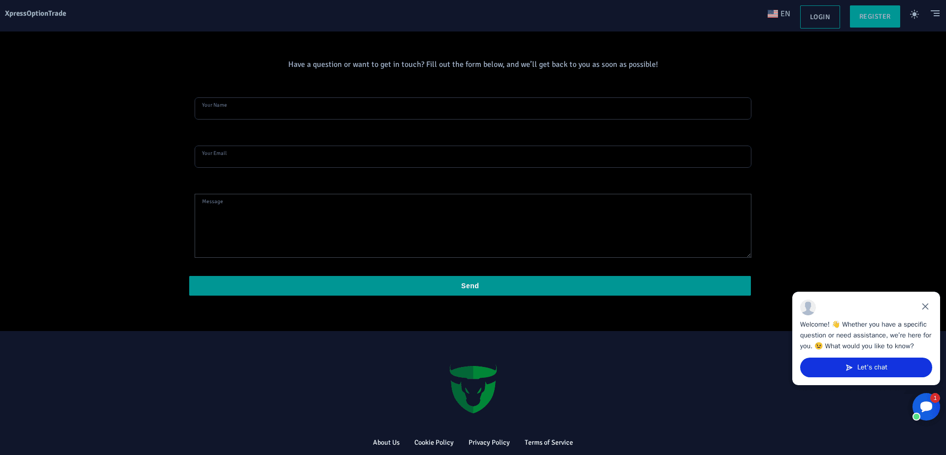 Website screenshot for https://xpressoptiontrade.com/ - 2