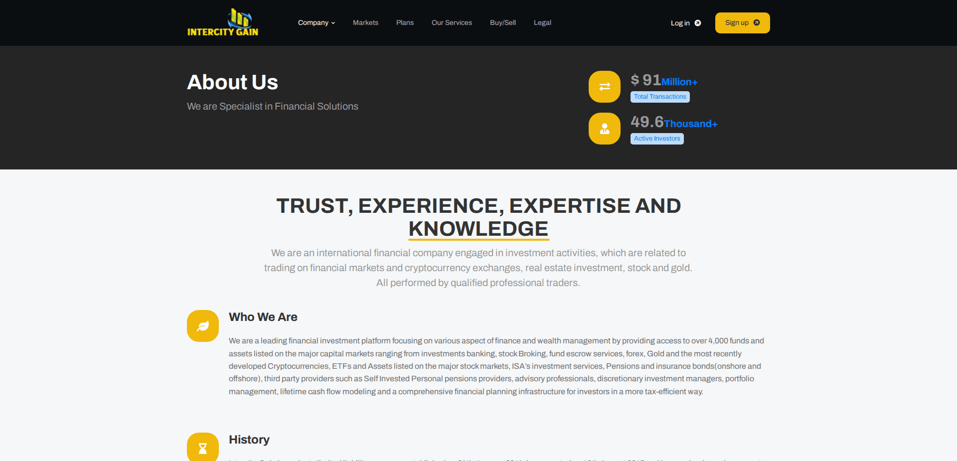 Website screenshot for https://intercitygain.com/ - 2