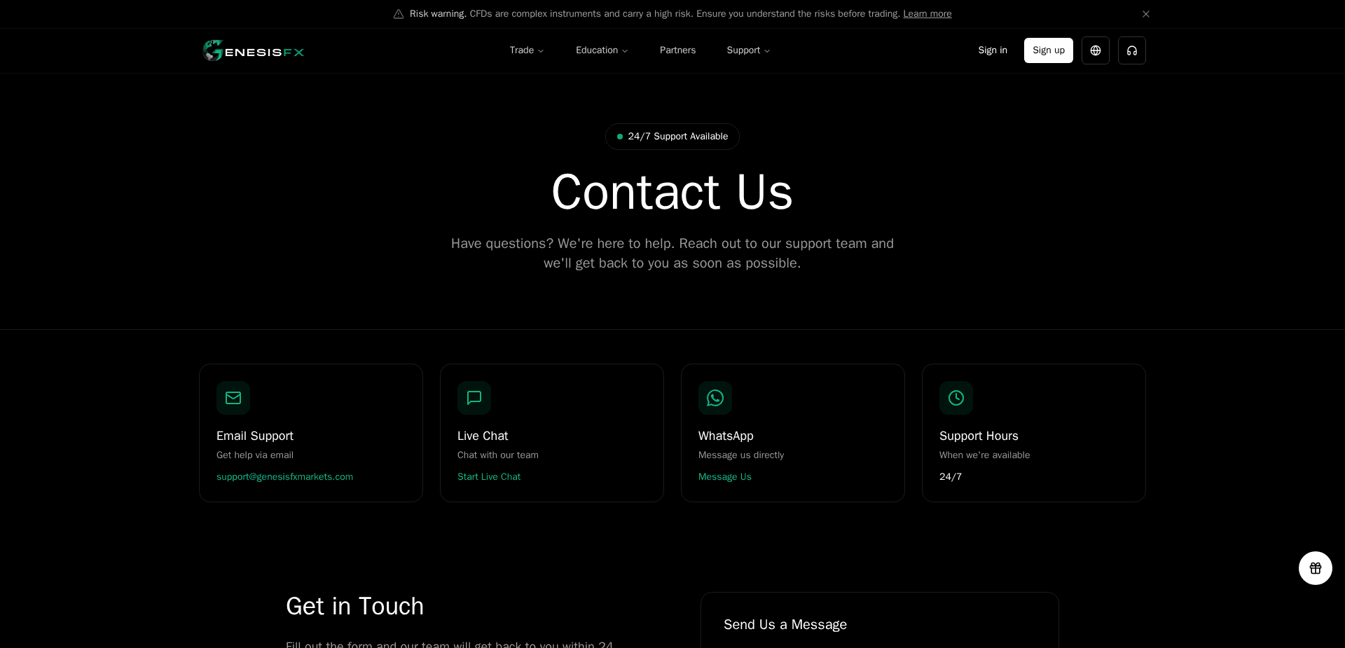 Website screenshot for https://genesisfxmarkets.com/ - 2