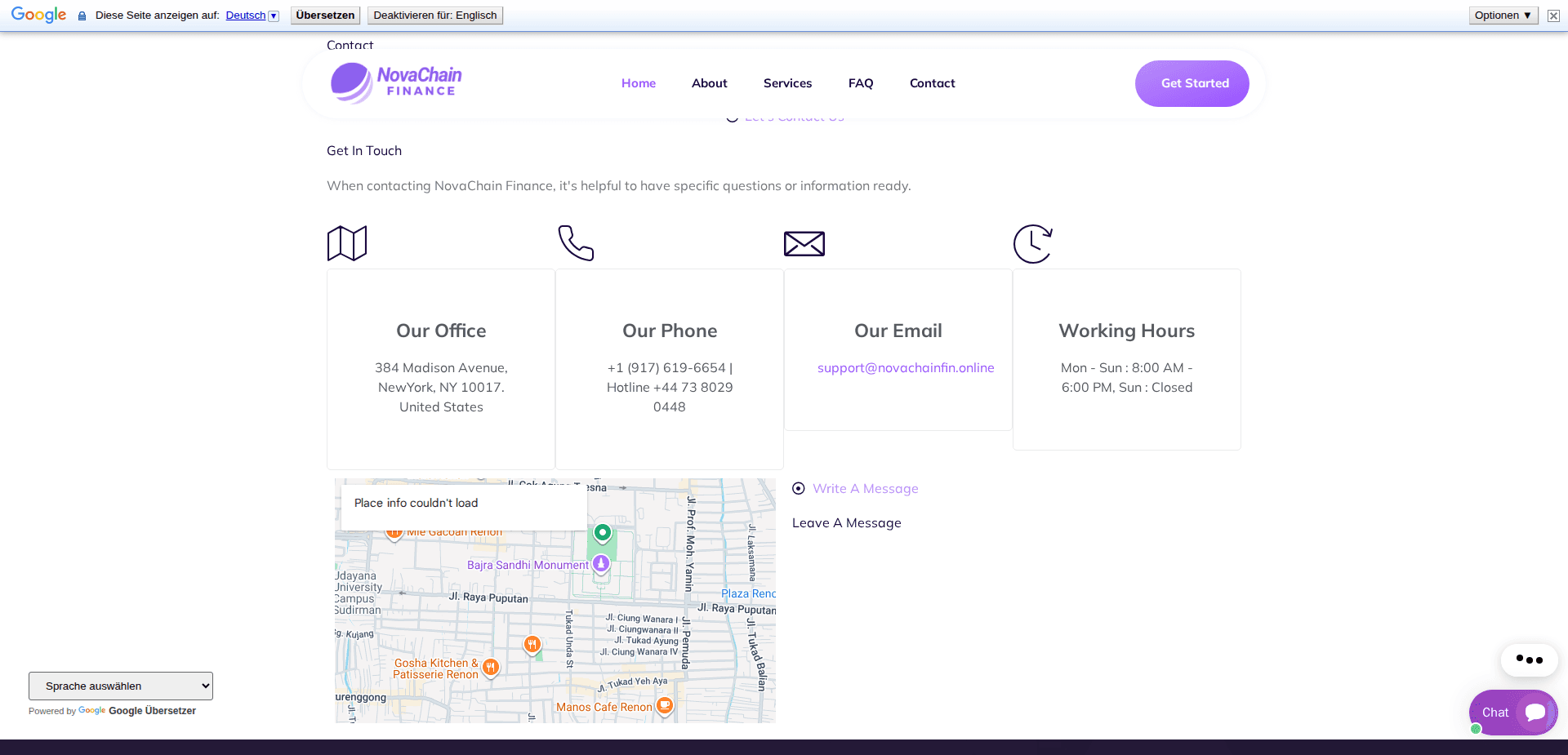 Website screenshot for https://novachainfin.online/ - 2
