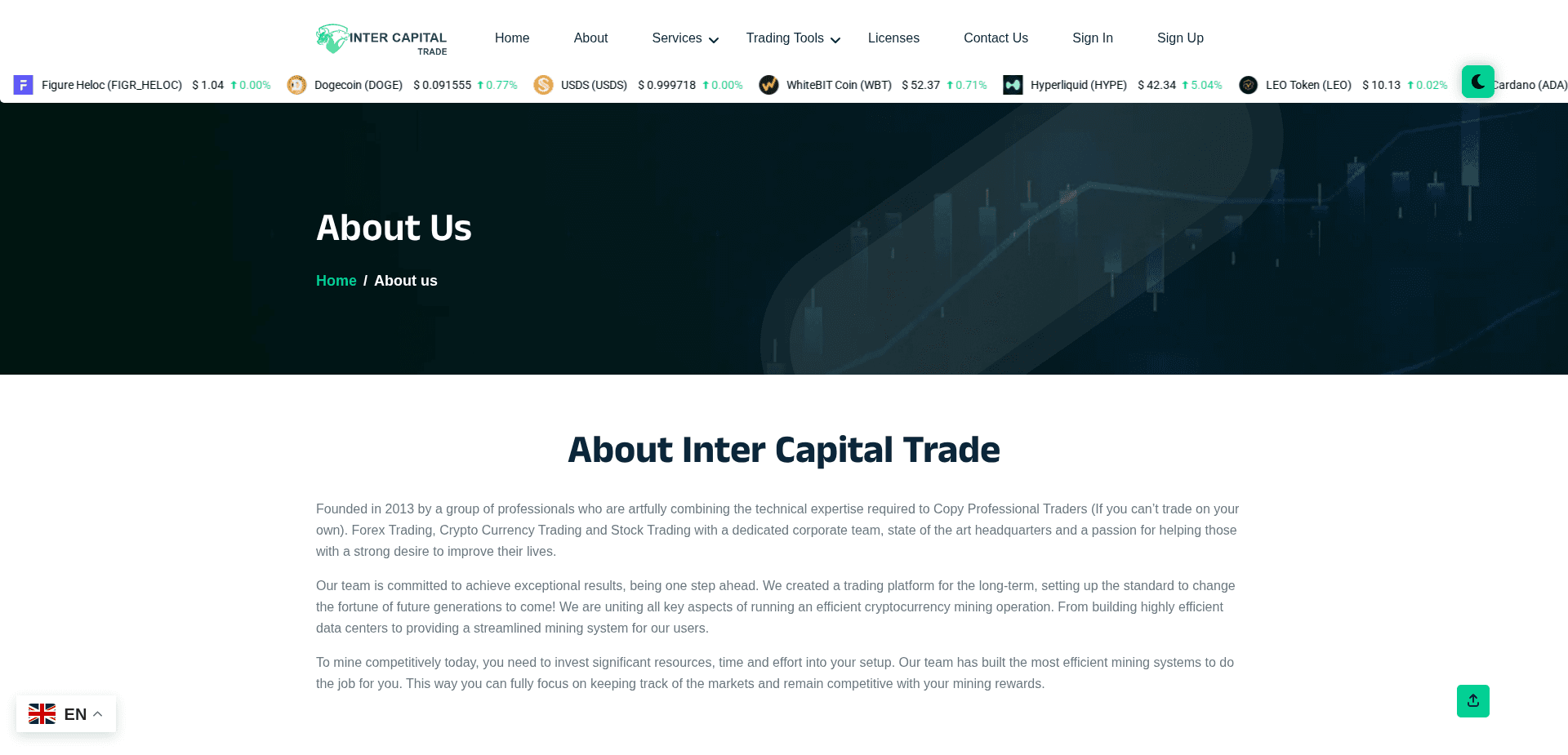 Website screenshot for https://intercapitaltrade.com/ - 2