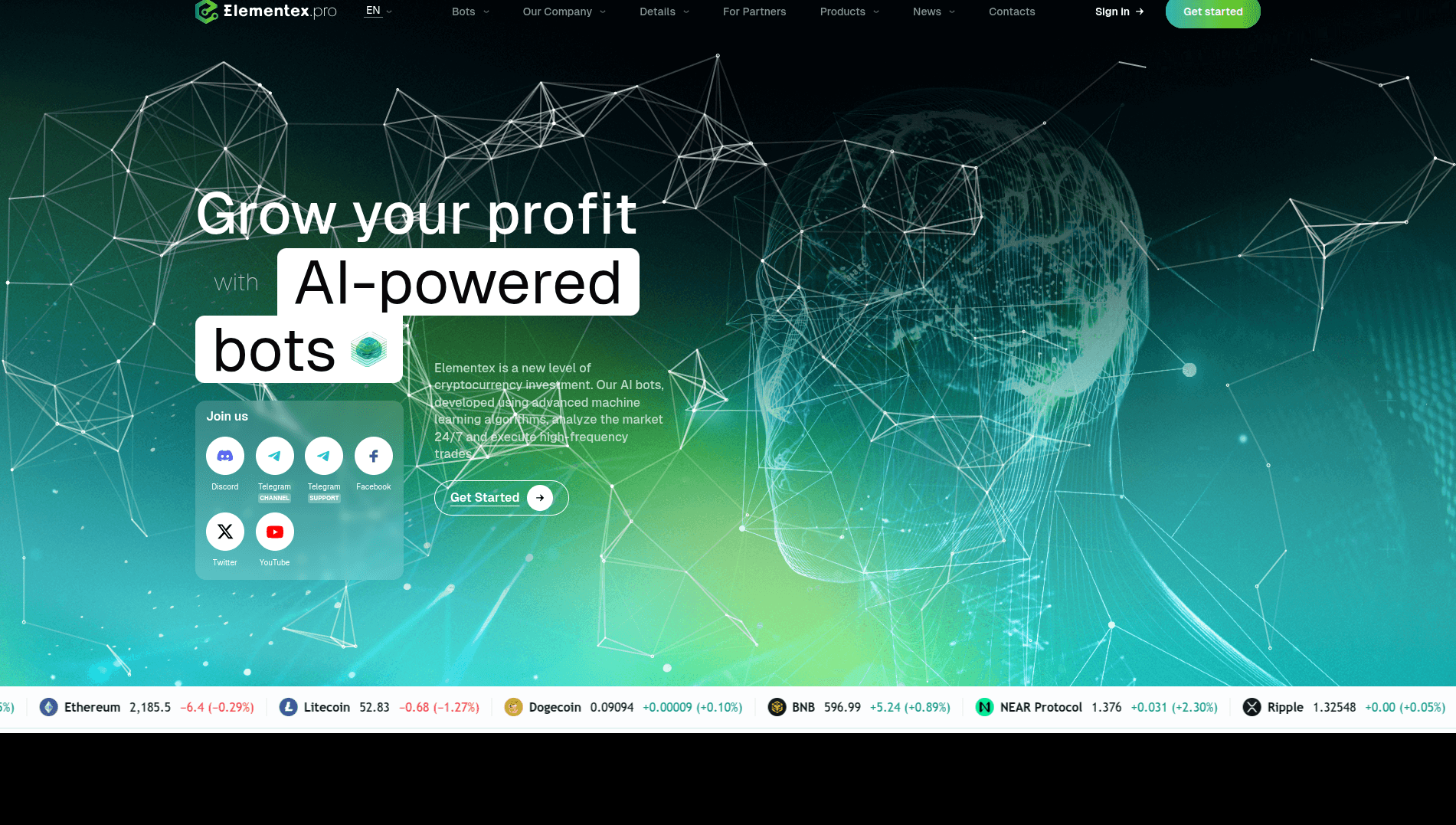 Screenshot for website elementex.tech - 1