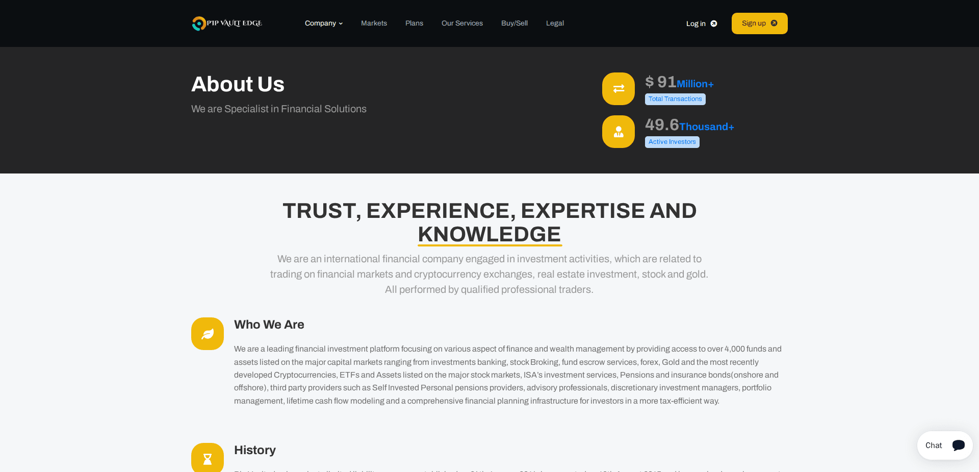 Website screenshot for https://pipvaultedgeinc.com/ - 2