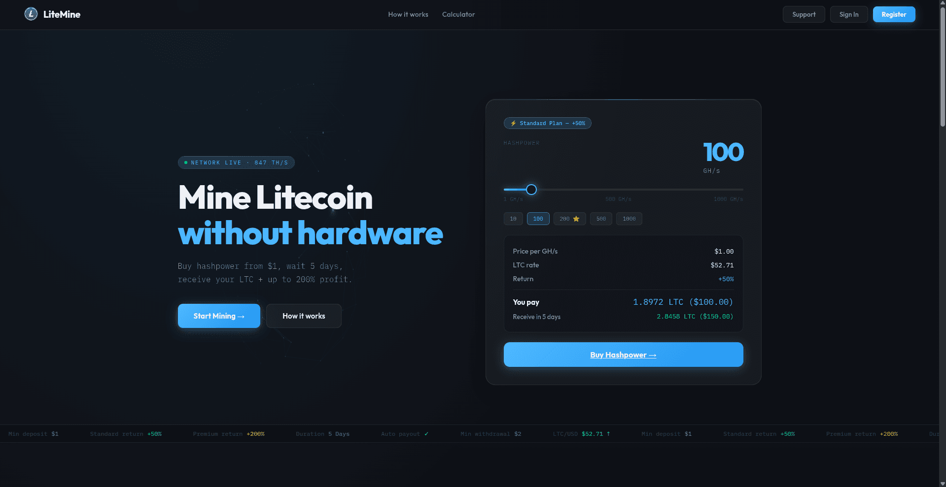 Screenshot for website litemine.store - 1