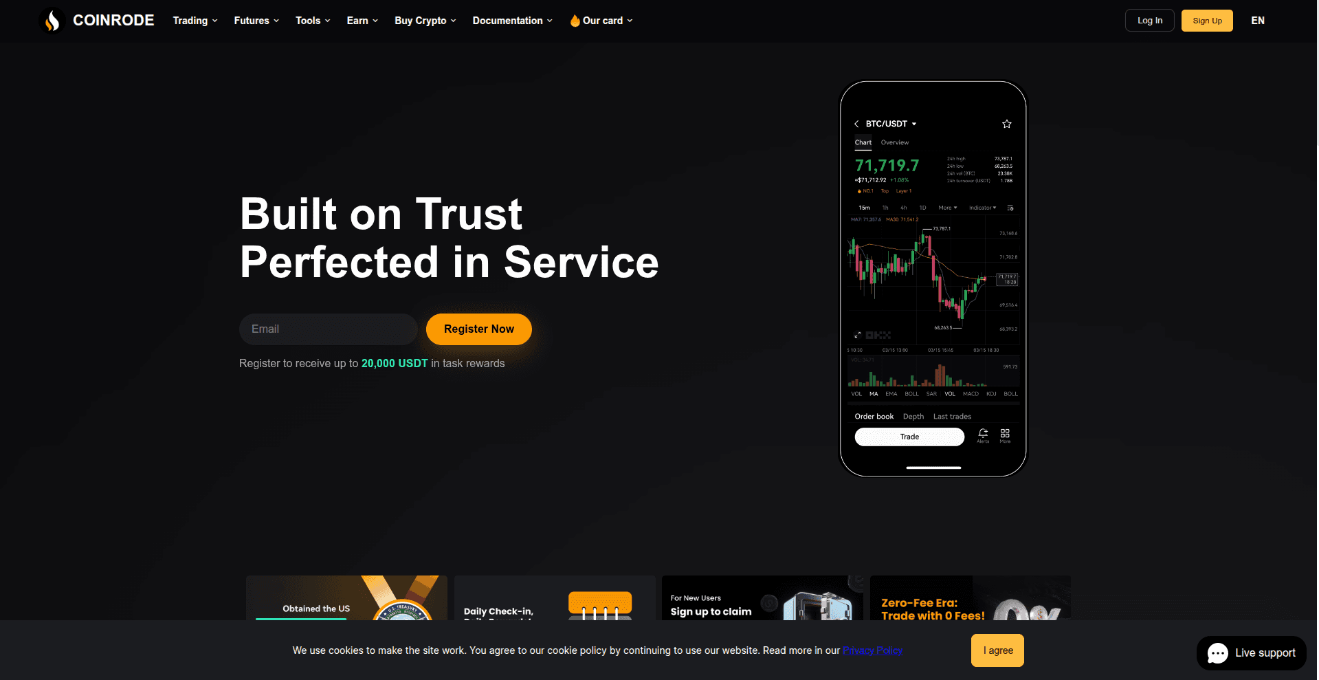 Screenshot for website coinrode.com - 1
