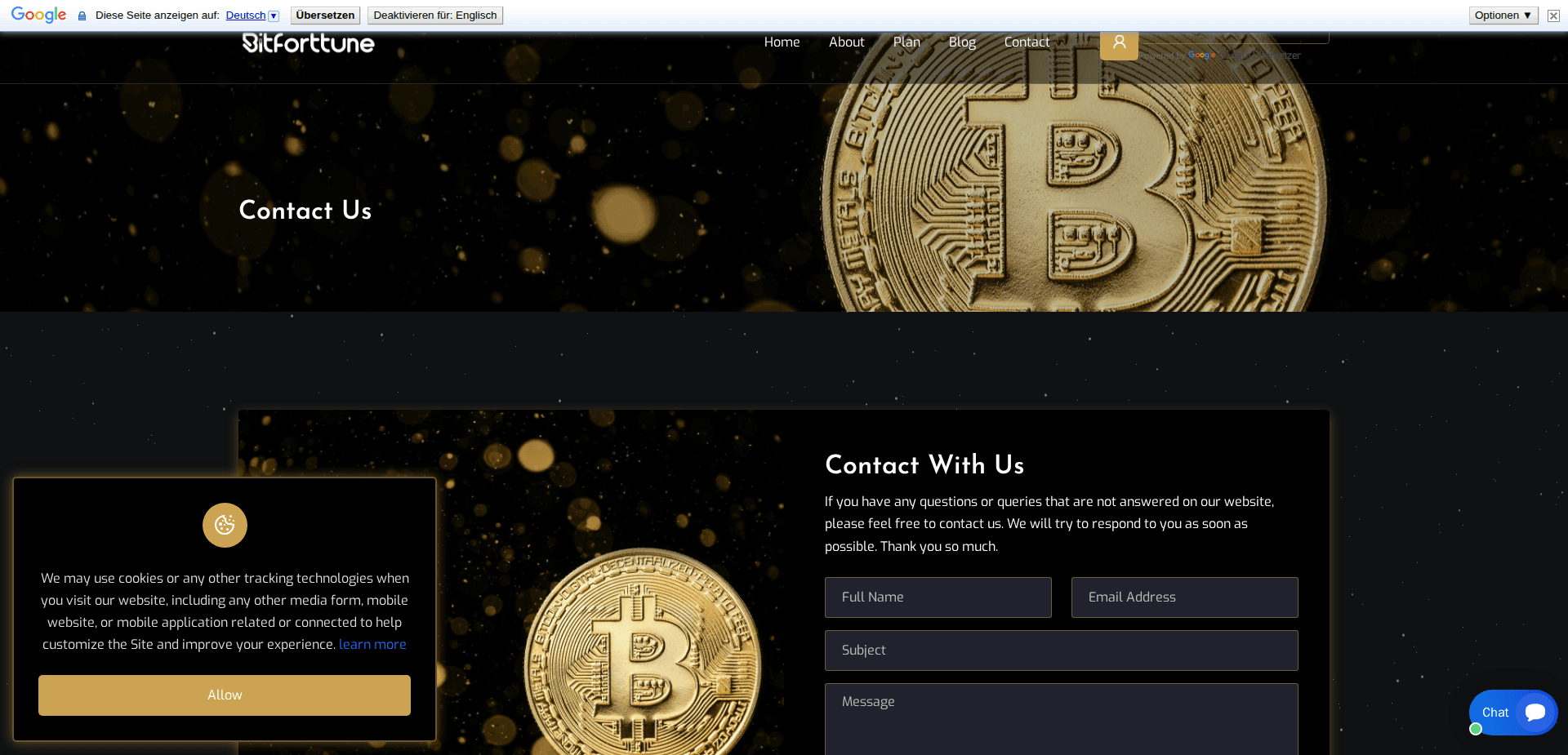 Website screenshot for https://bitforttune.com/ - 2