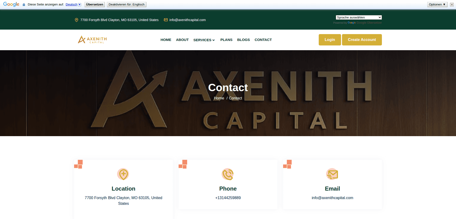 Website screenshot for https://axenithcapital.com/ - 2
