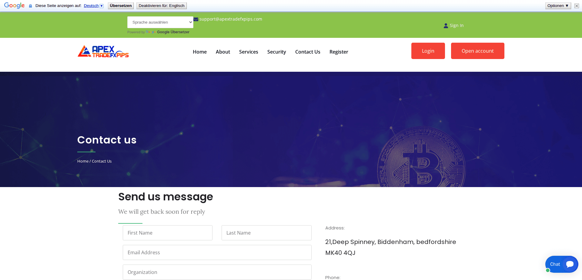 Website screenshot for https://apextradefxpips.com/ - 2