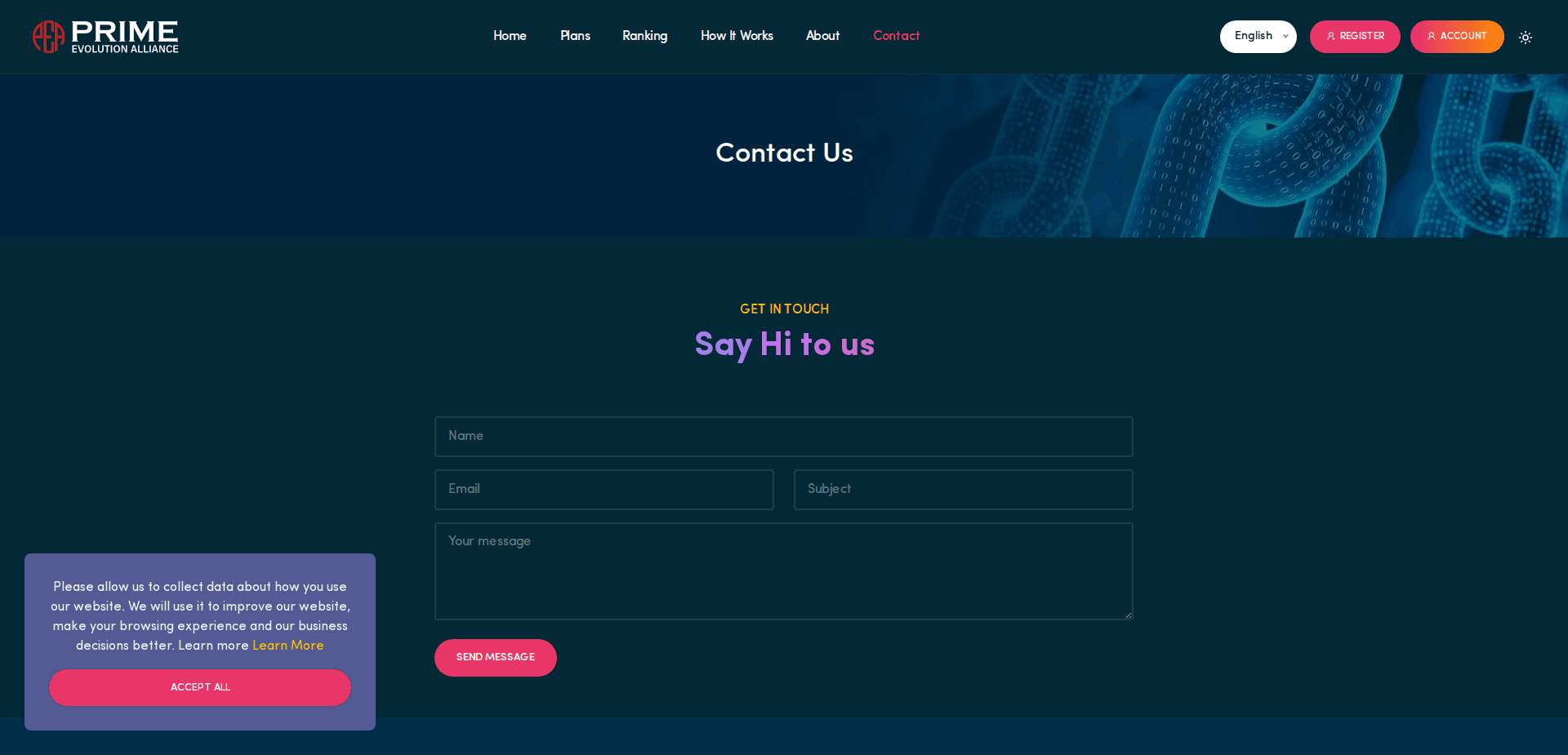 Website screenshot for https://primeevolutionalliance.com/ - 2