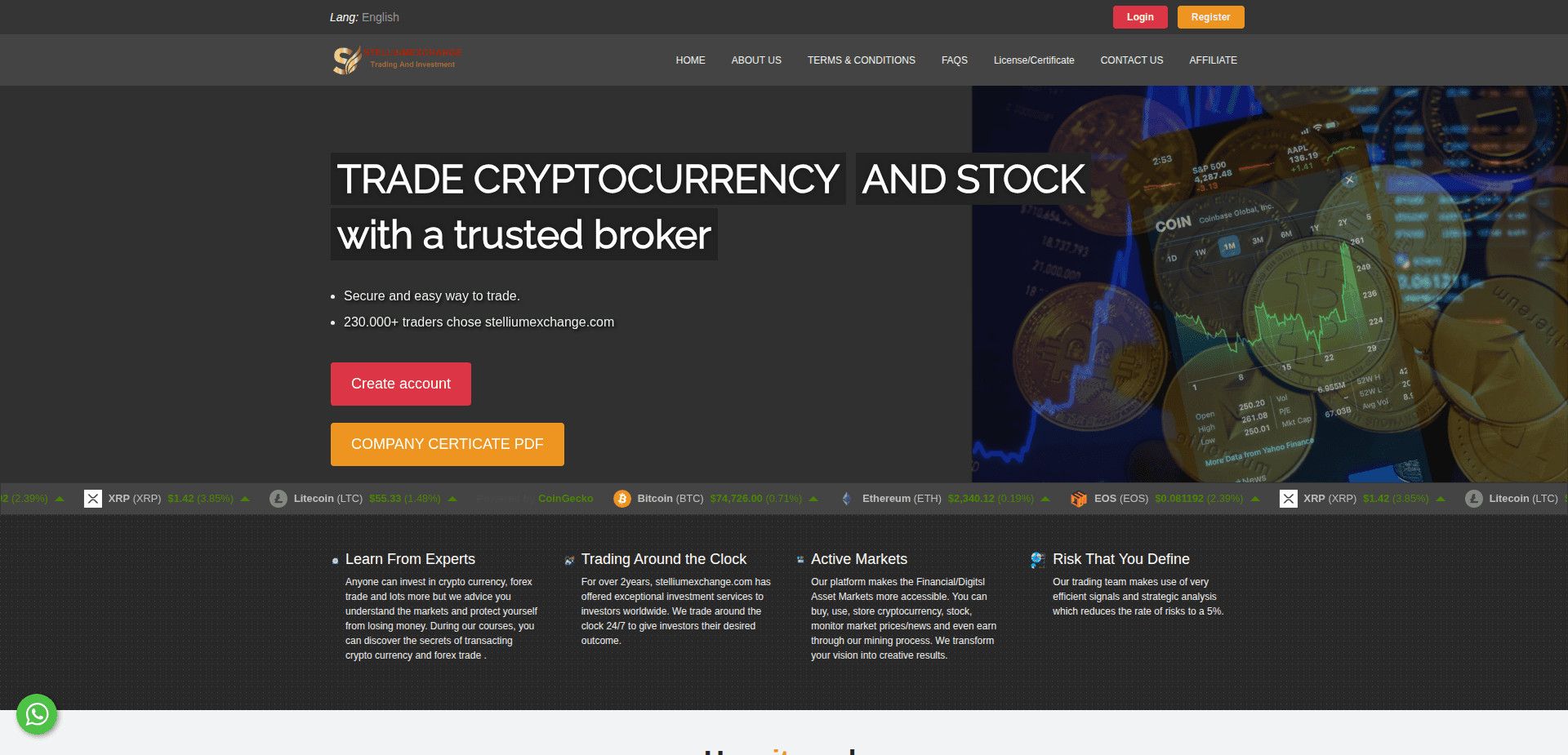 Website screenshot for https://stelliumexchange.com/ - 1