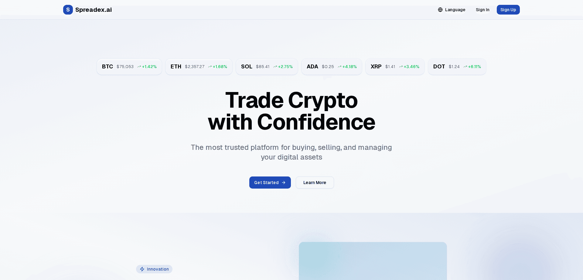 Website screenshot for https://spreadex.ai/ - 1