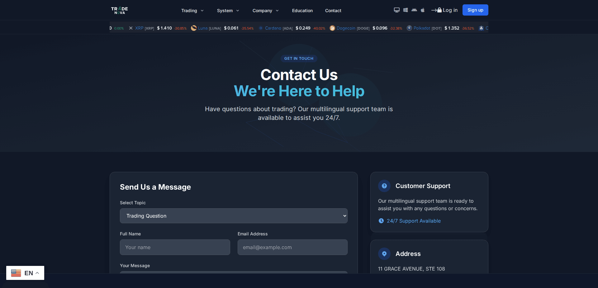 Website screenshot for https://tradnova.org/ - 2