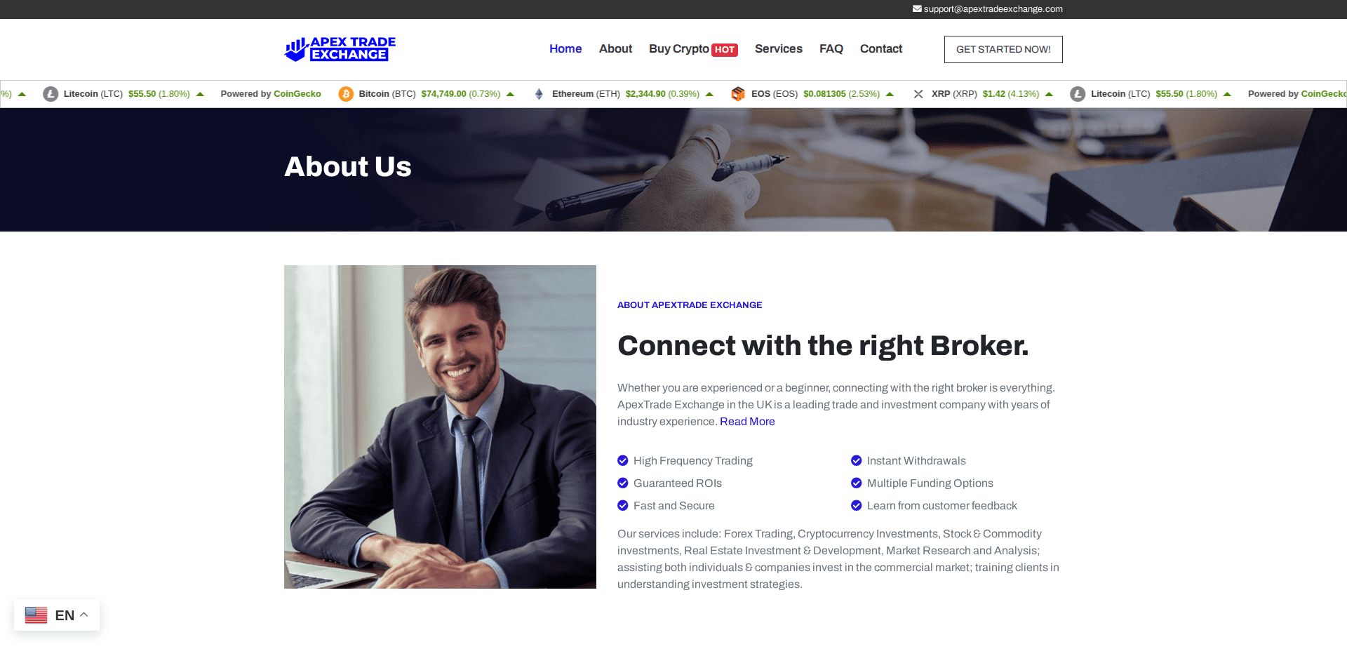 Website screenshot for https://apextradeexchange.com/ - 2