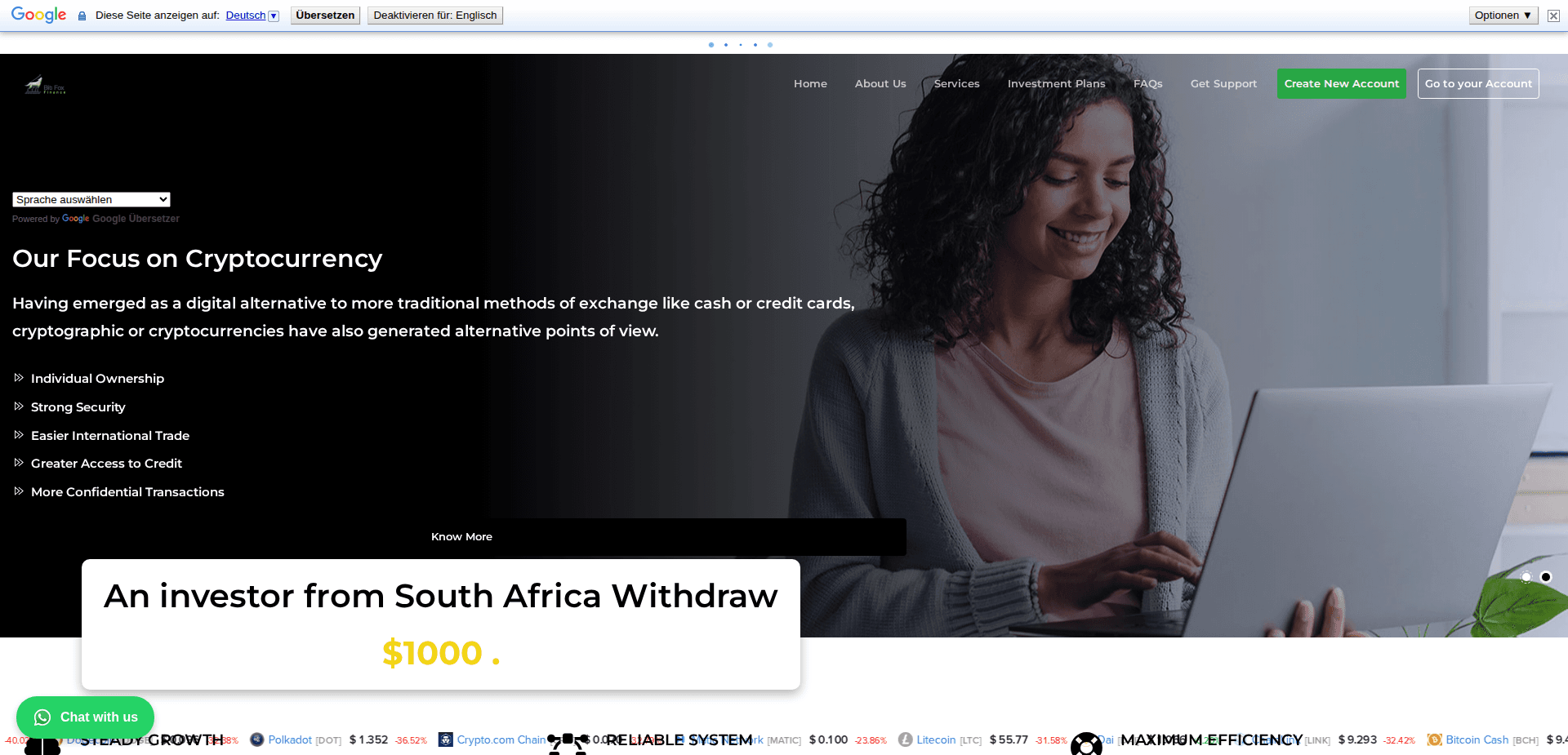 Website screenshot for https://bitfoxf.com/ - 1