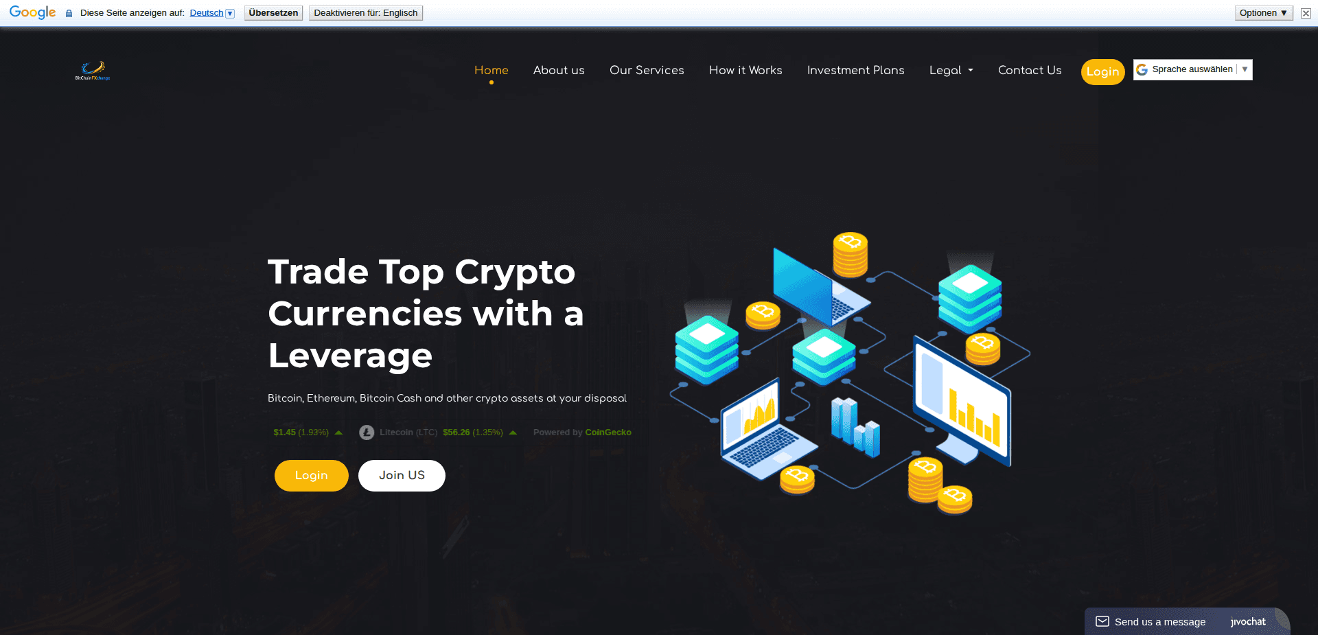Website screenshot for https://bitchainfxchangefx.com/ - 1