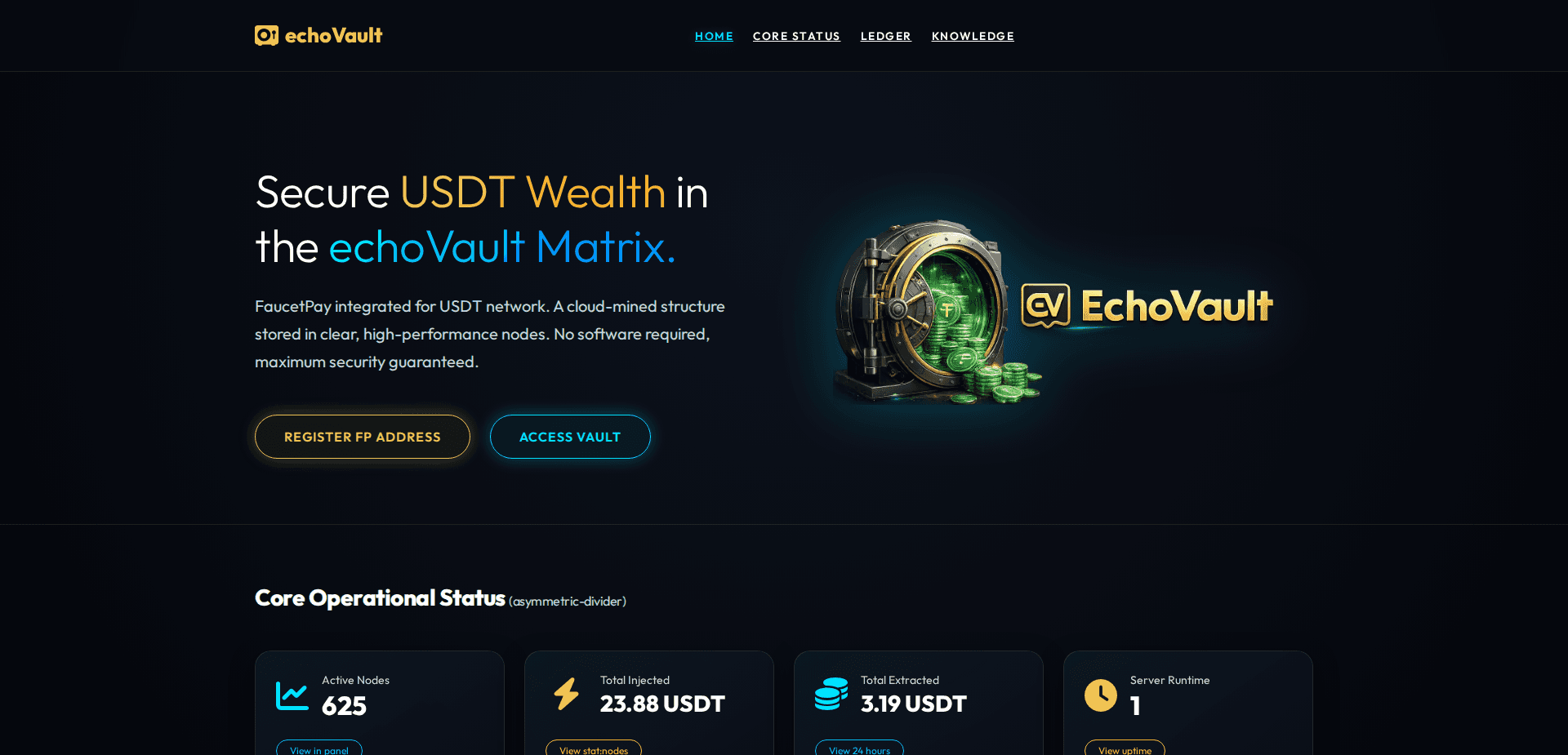 Website screenshot for https://echovault.uno/ - 1