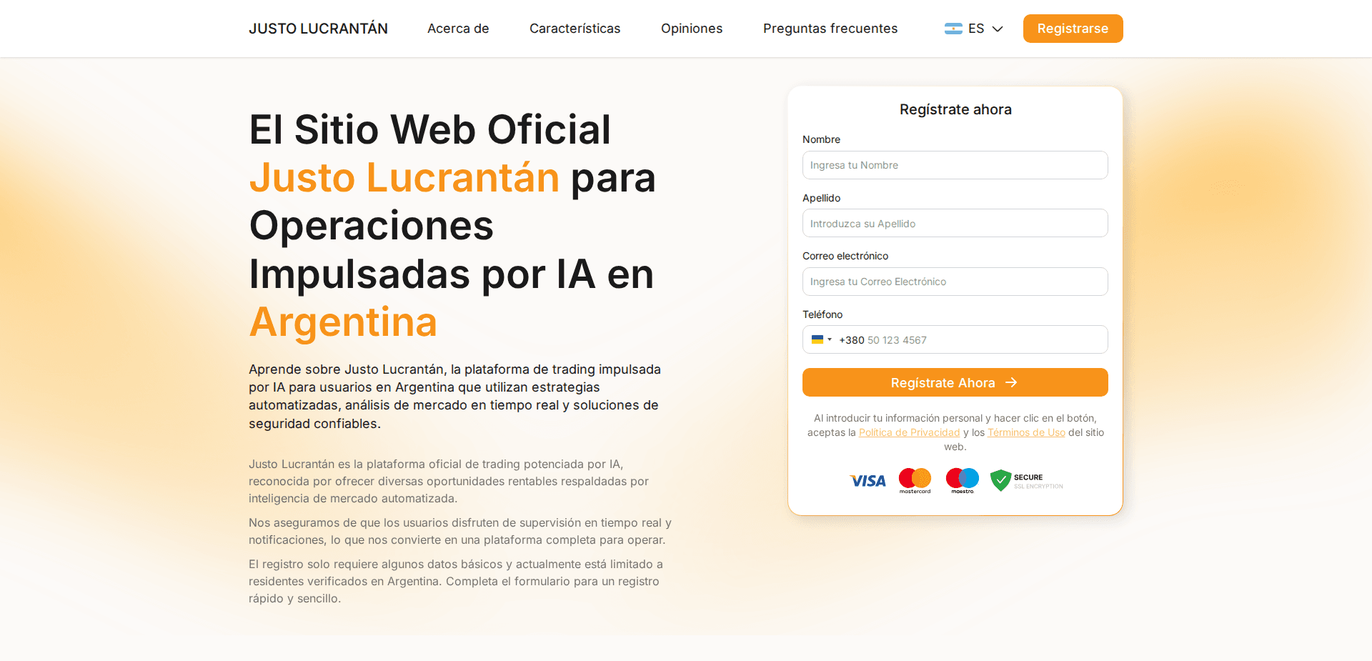 Website screenshot for https://justolucrantan.com/ - 1