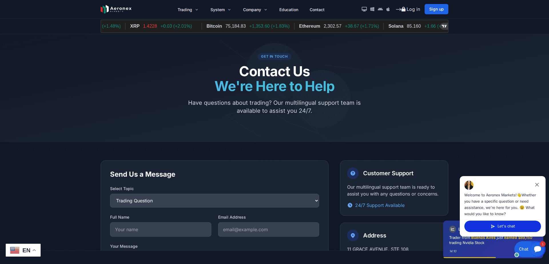 Website screenshot for https://aeronexmarkets.com/ - 2