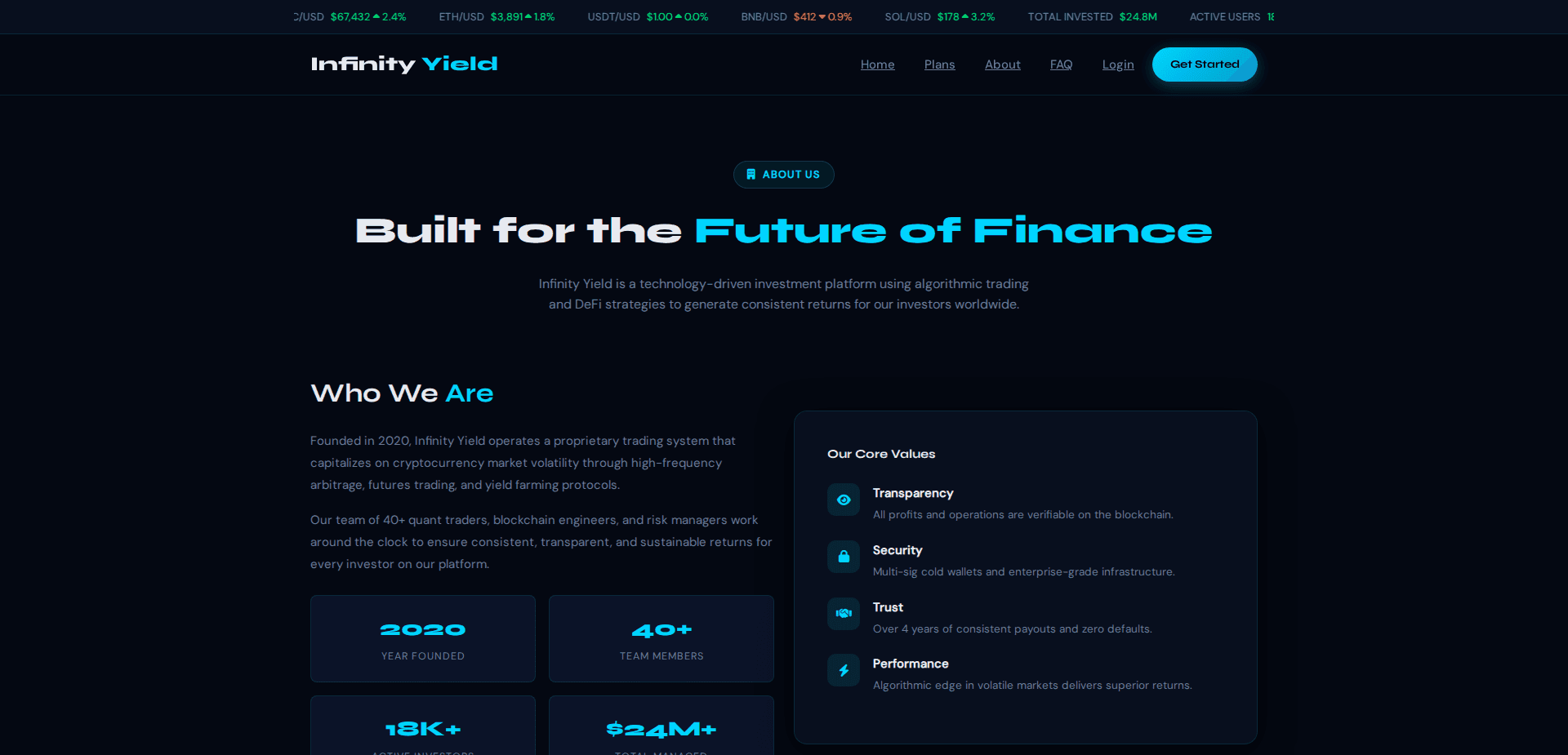 Website screenshot for https://infinityyield.online/ - 2