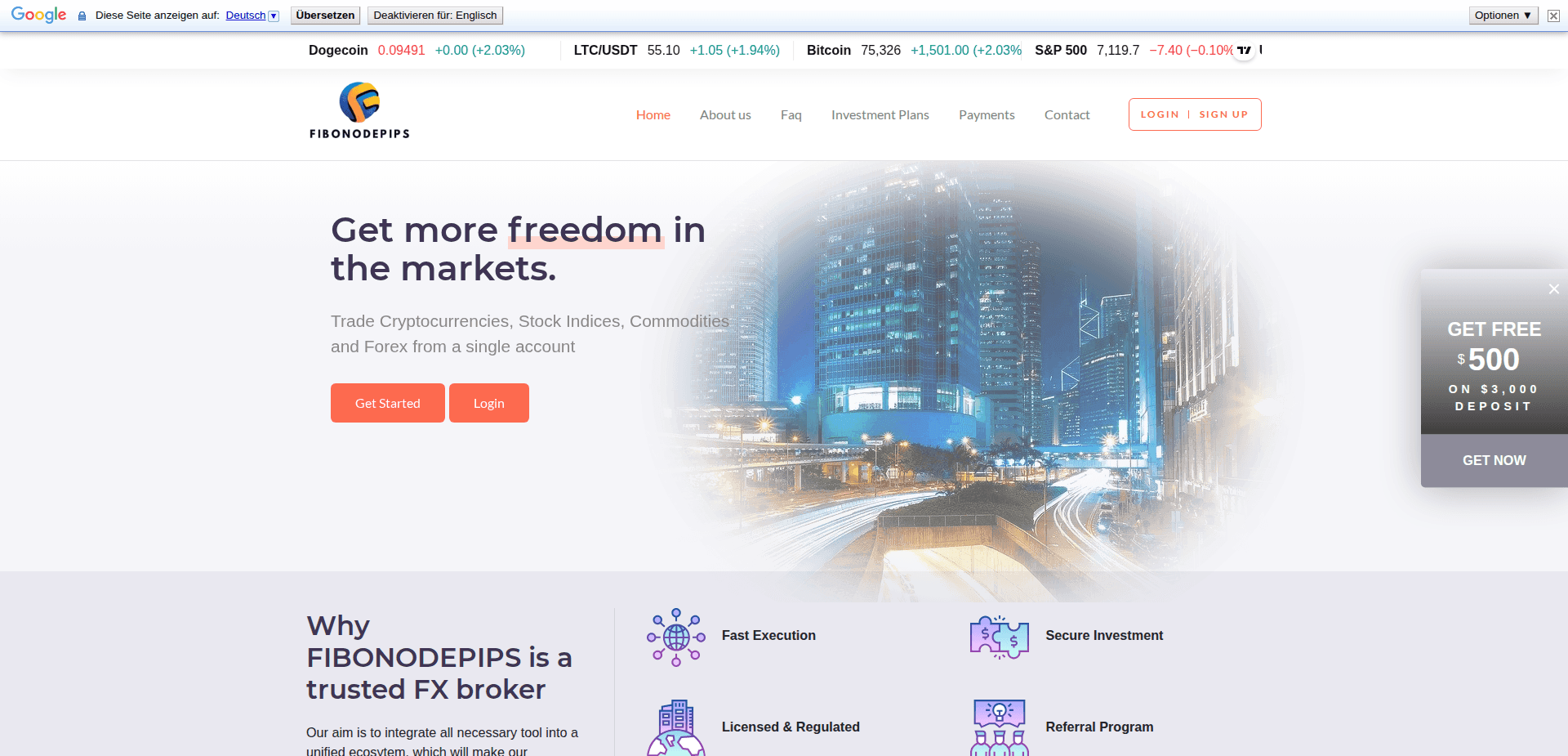 Website screenshot for https://fibonodepips.com/ - 1