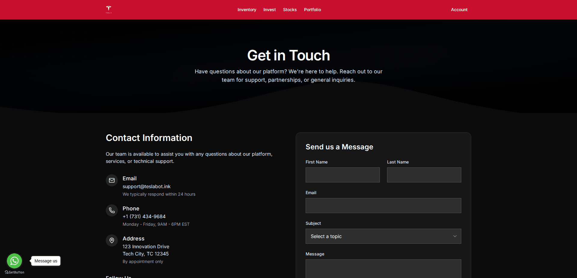 Website screenshot for https://teslabot.ink/ - 3