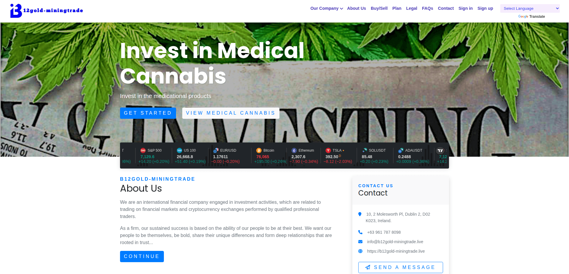 Website screenshot for https://b12gold-miningtrade.live/ - 1