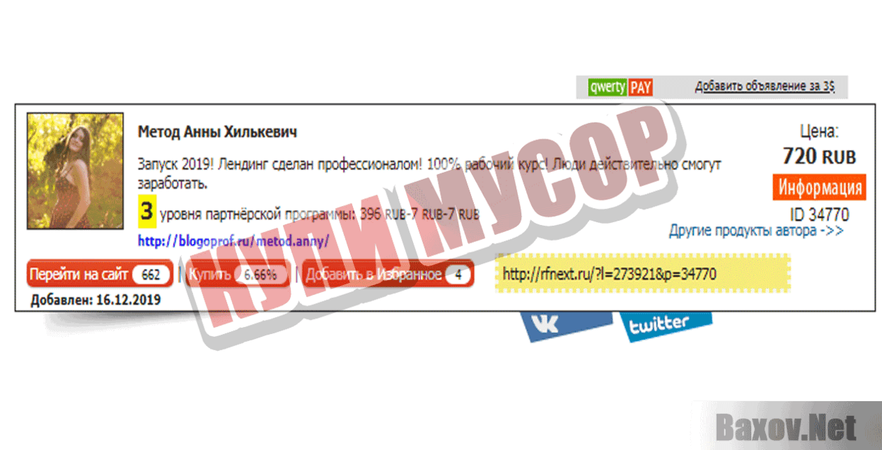 Метод Анны Купи мусор