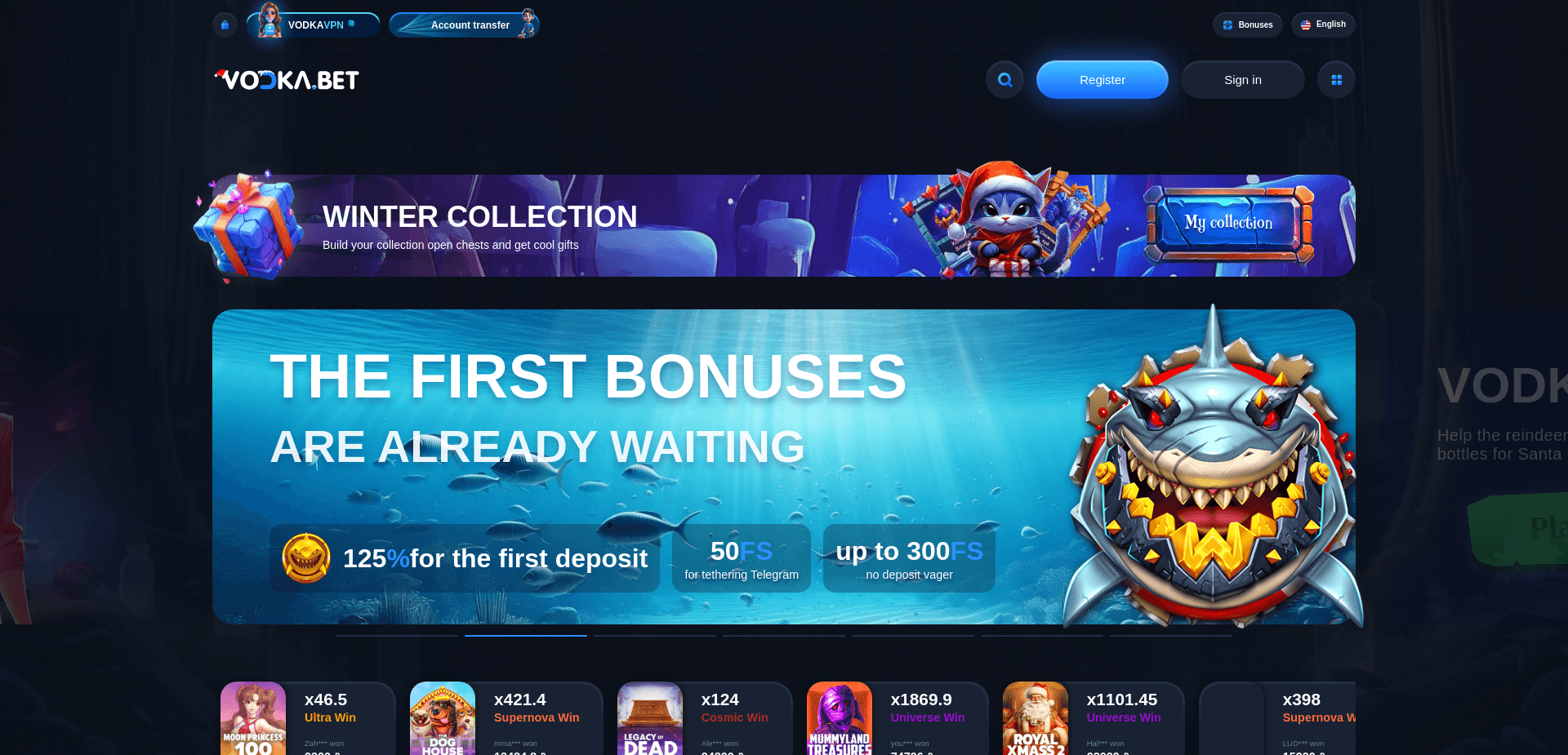 Screenshot for vodka.bet - 2