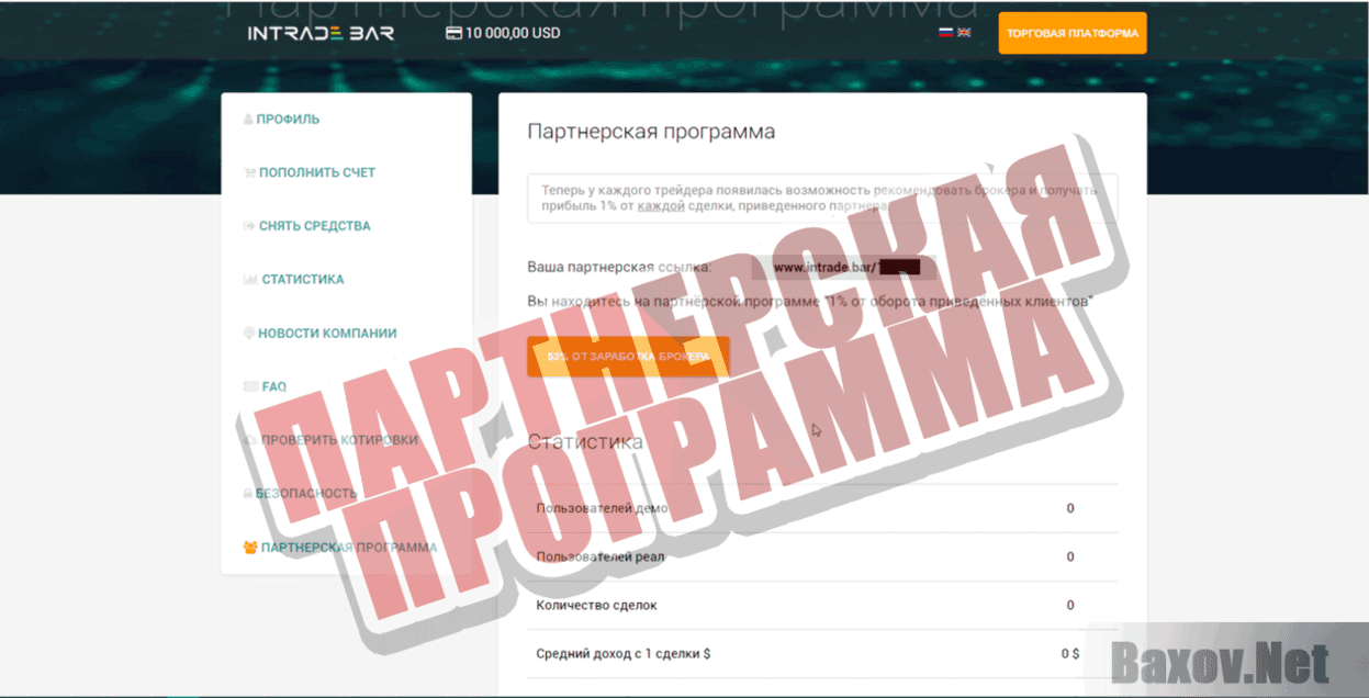InTrade Bar Партнерская программа