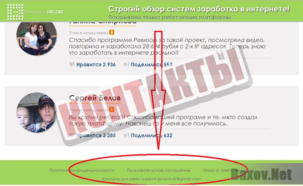 Ревизор Online v 2.0 - контакты