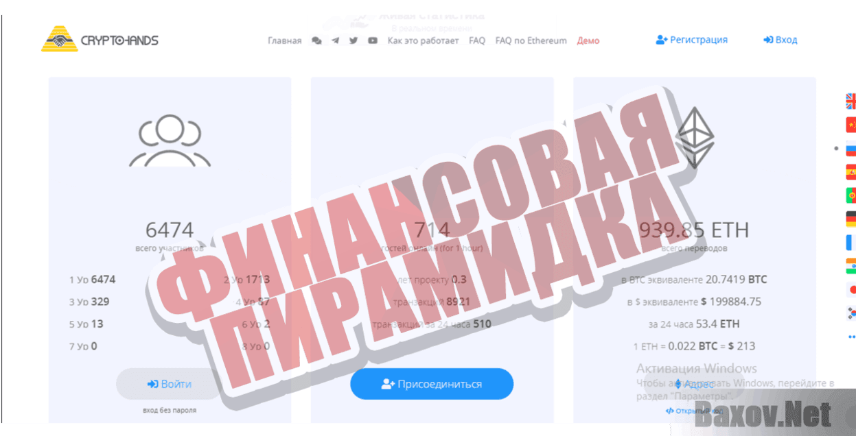 CryptoHands Финансовая пирамидка