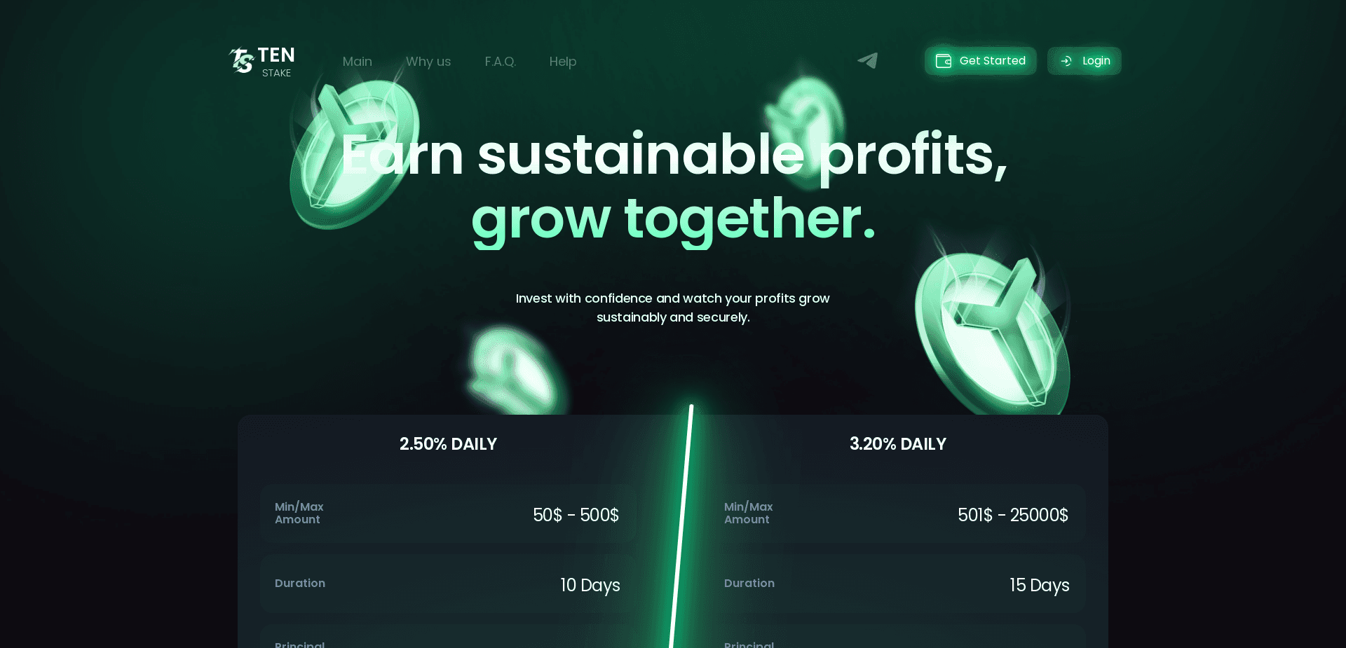 Screenshot for tenstake.com - 2