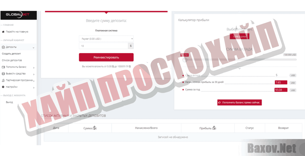 Global Bet Хайп Просто хайп
