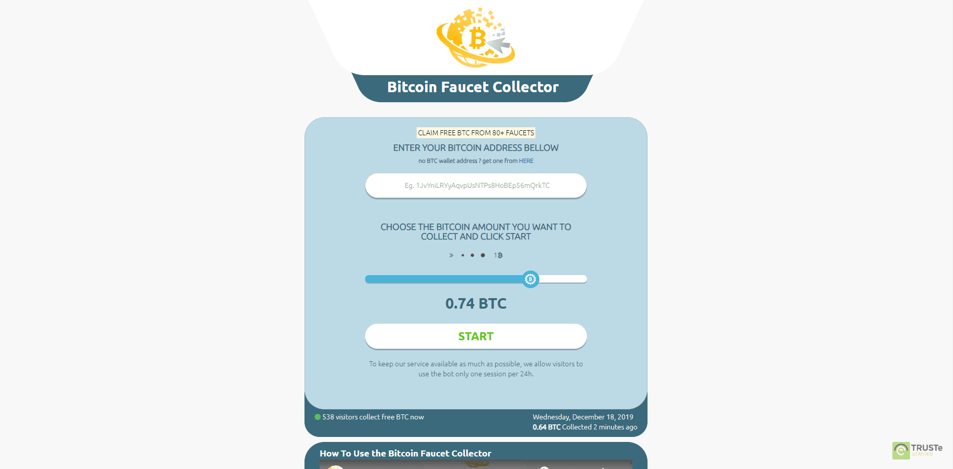 Bitcoin Faucet Collector