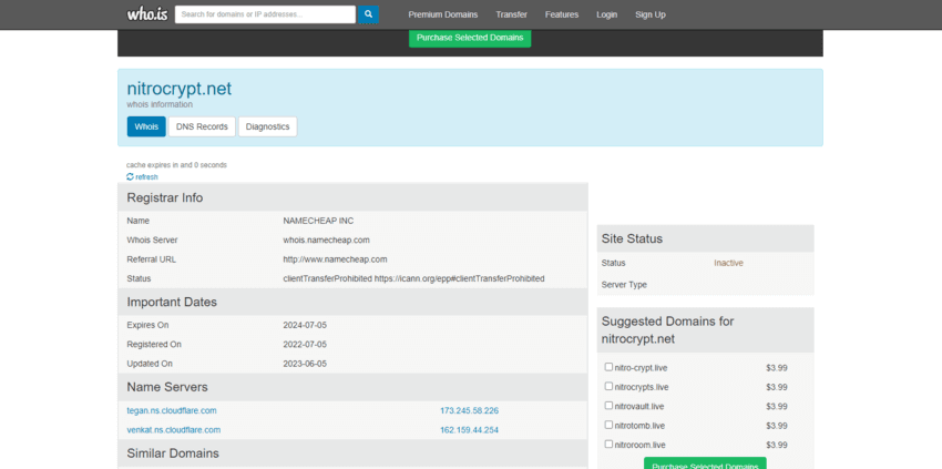 дата регистрации домена проекта 