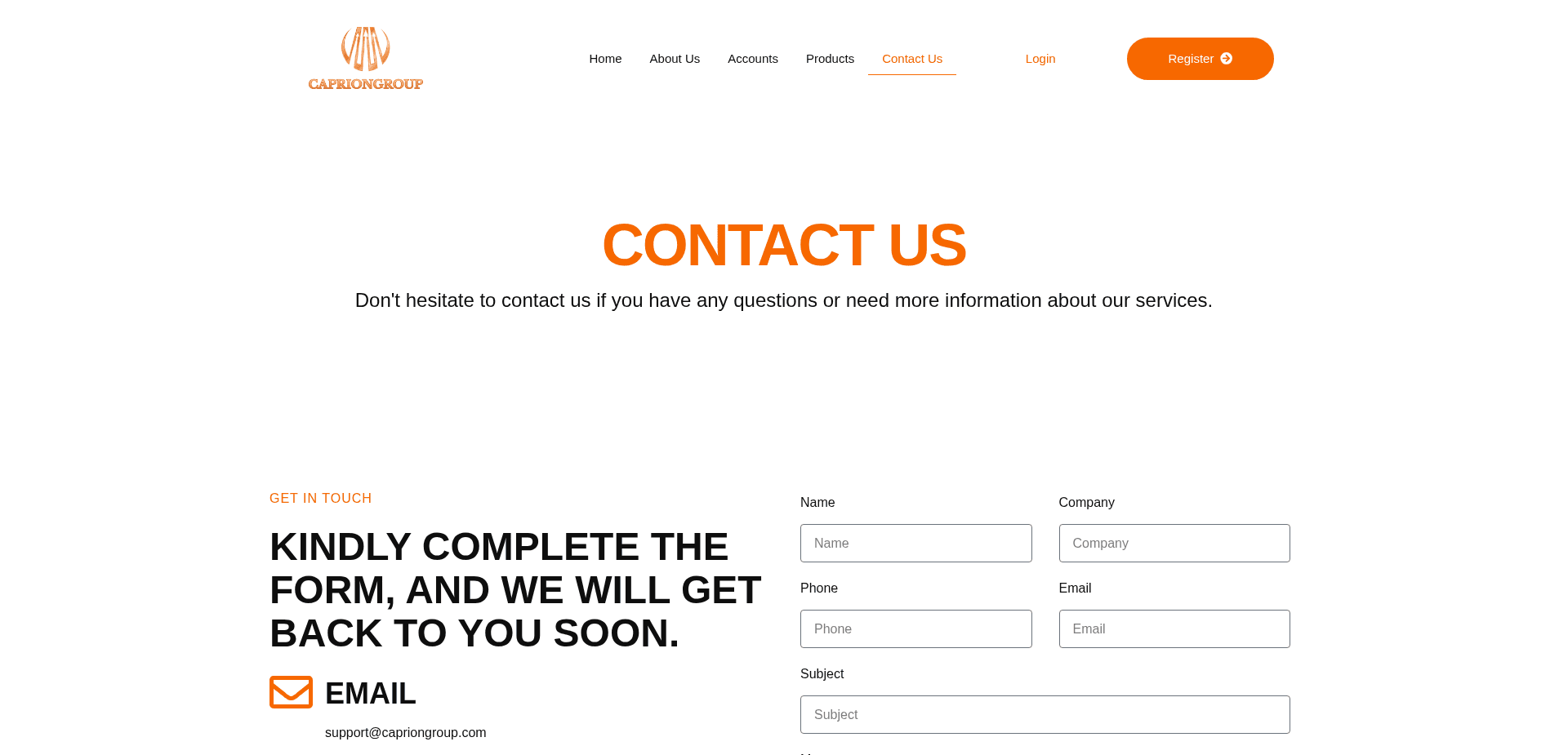 Screenshot for capriongroup.com - 3