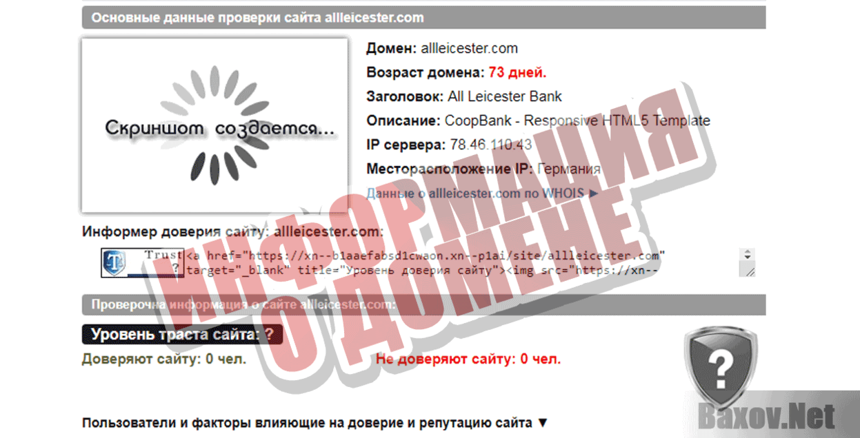 All Leicester Bank Информация о домене