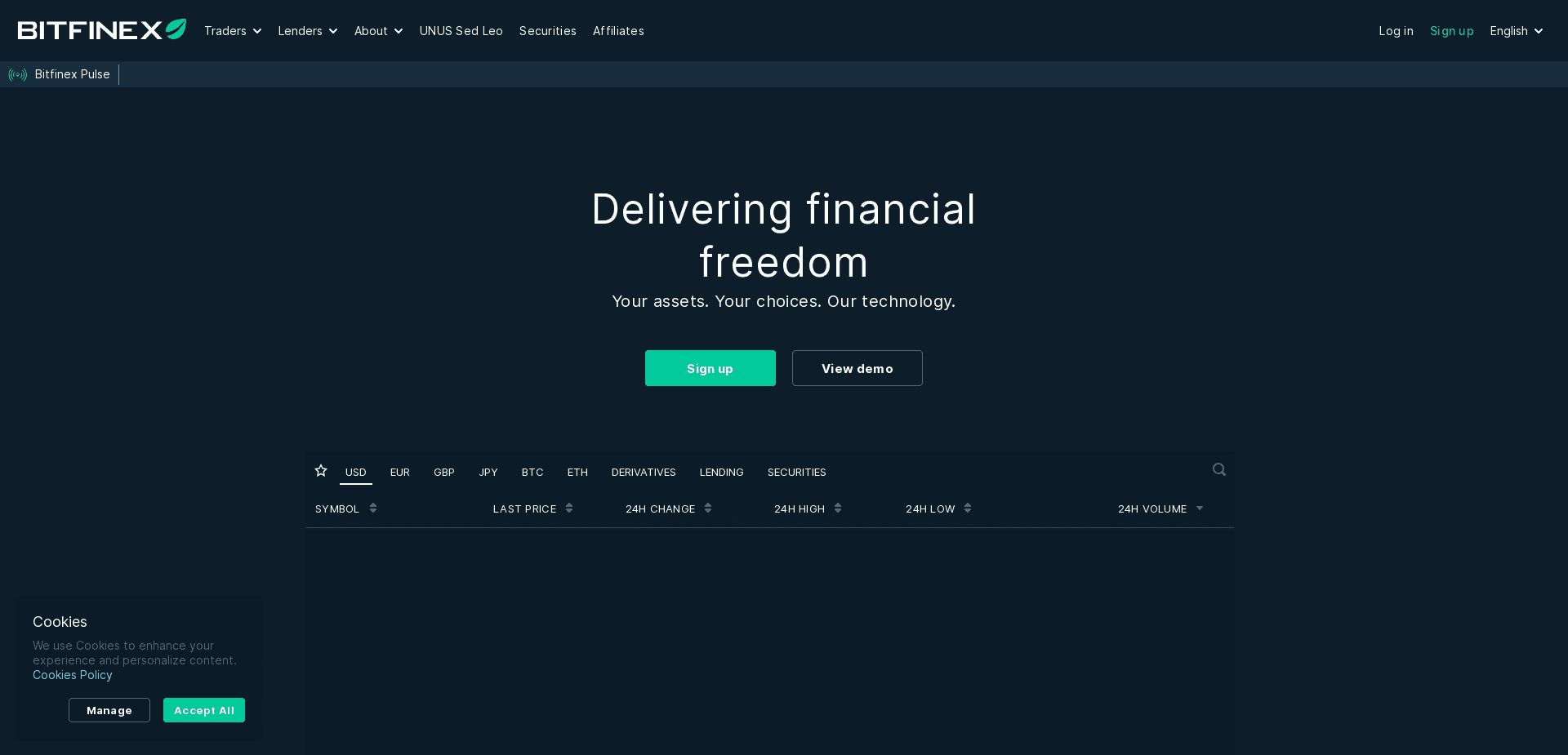 Screenshot for bitfinex.com - 1